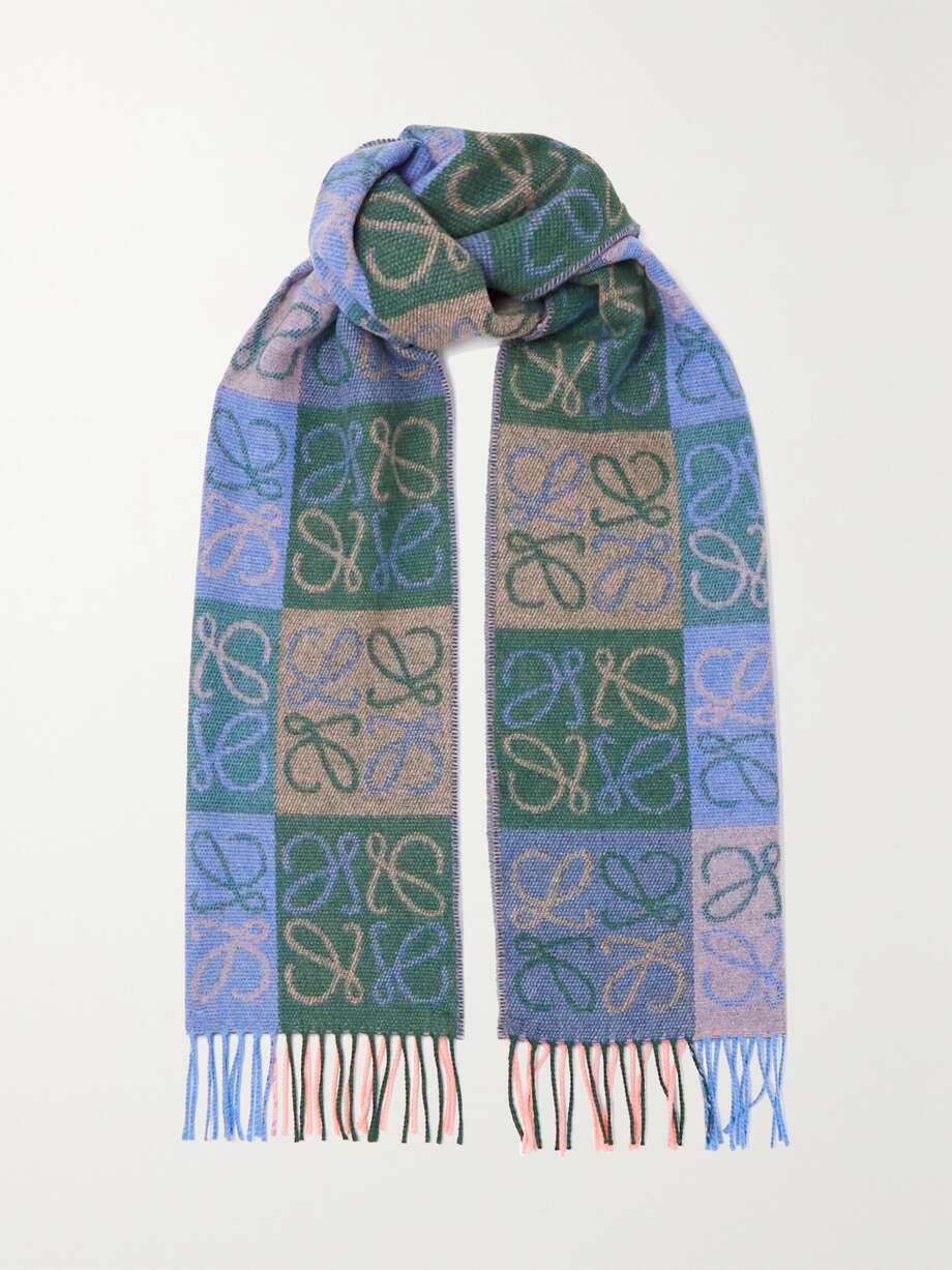 net-a-porter.com | Fringed intarsia wool and cashmere-blend scarf