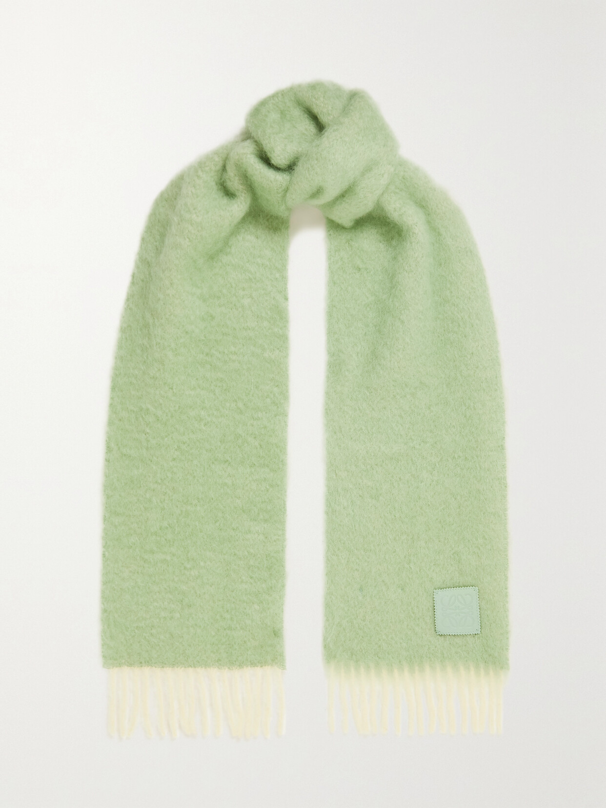 Loewe Anagram Wool-blend Scarf In Green