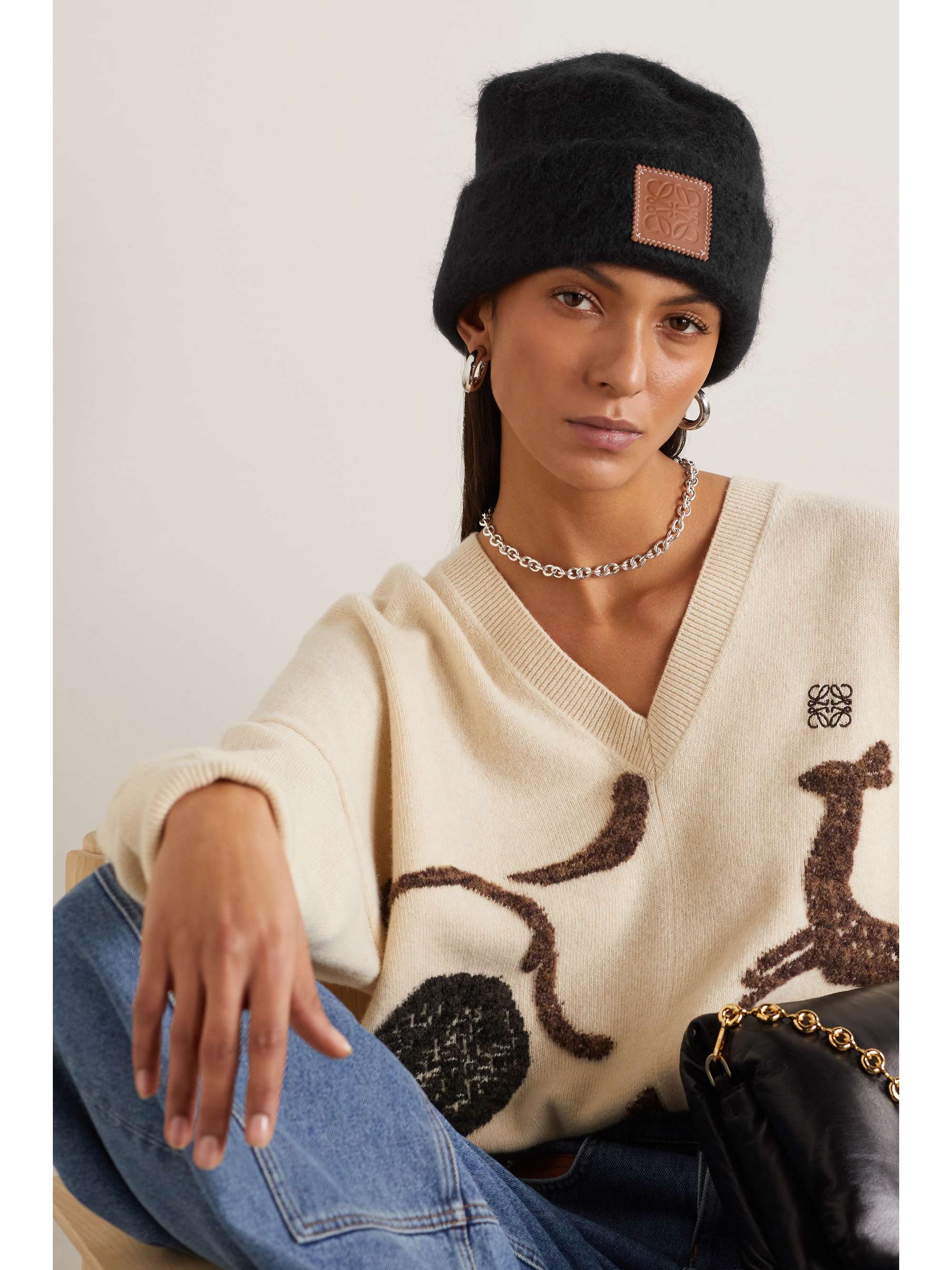 LOEWE Brushed mohair-blend beanie