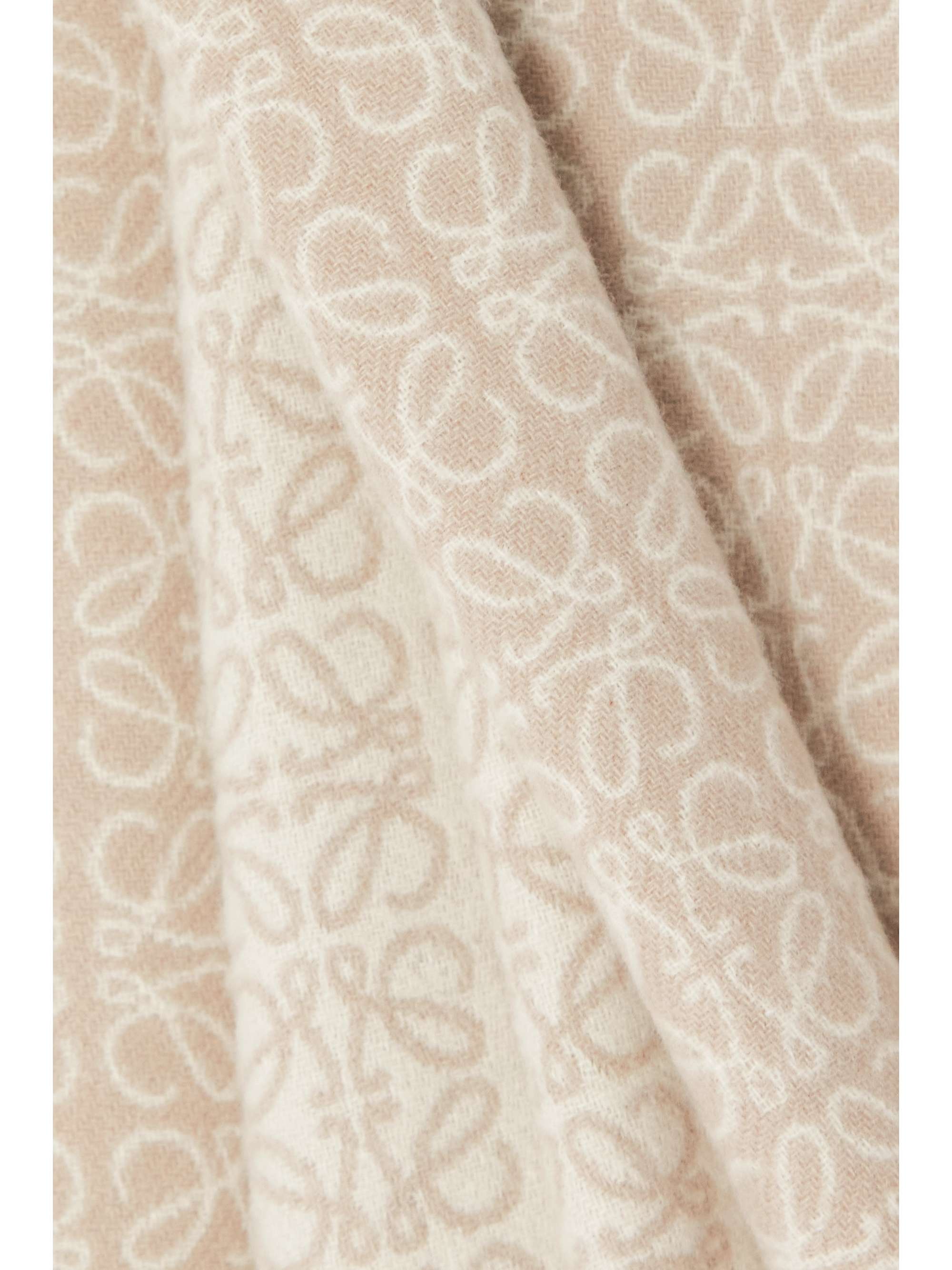 LOEWE Reversible leather-trimmed jacquard-knit cashmere scarf