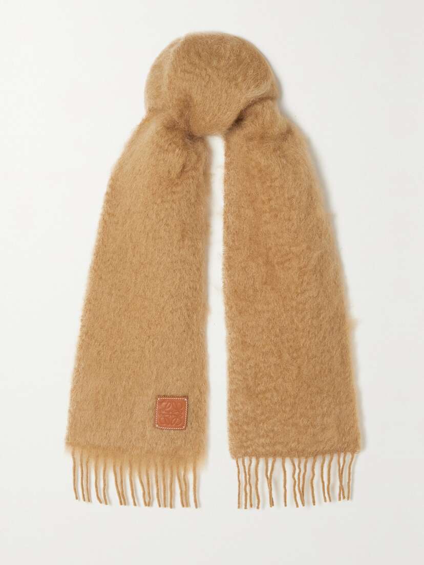 Loewe Appliquéd Fringed Mohair-blend Scarf