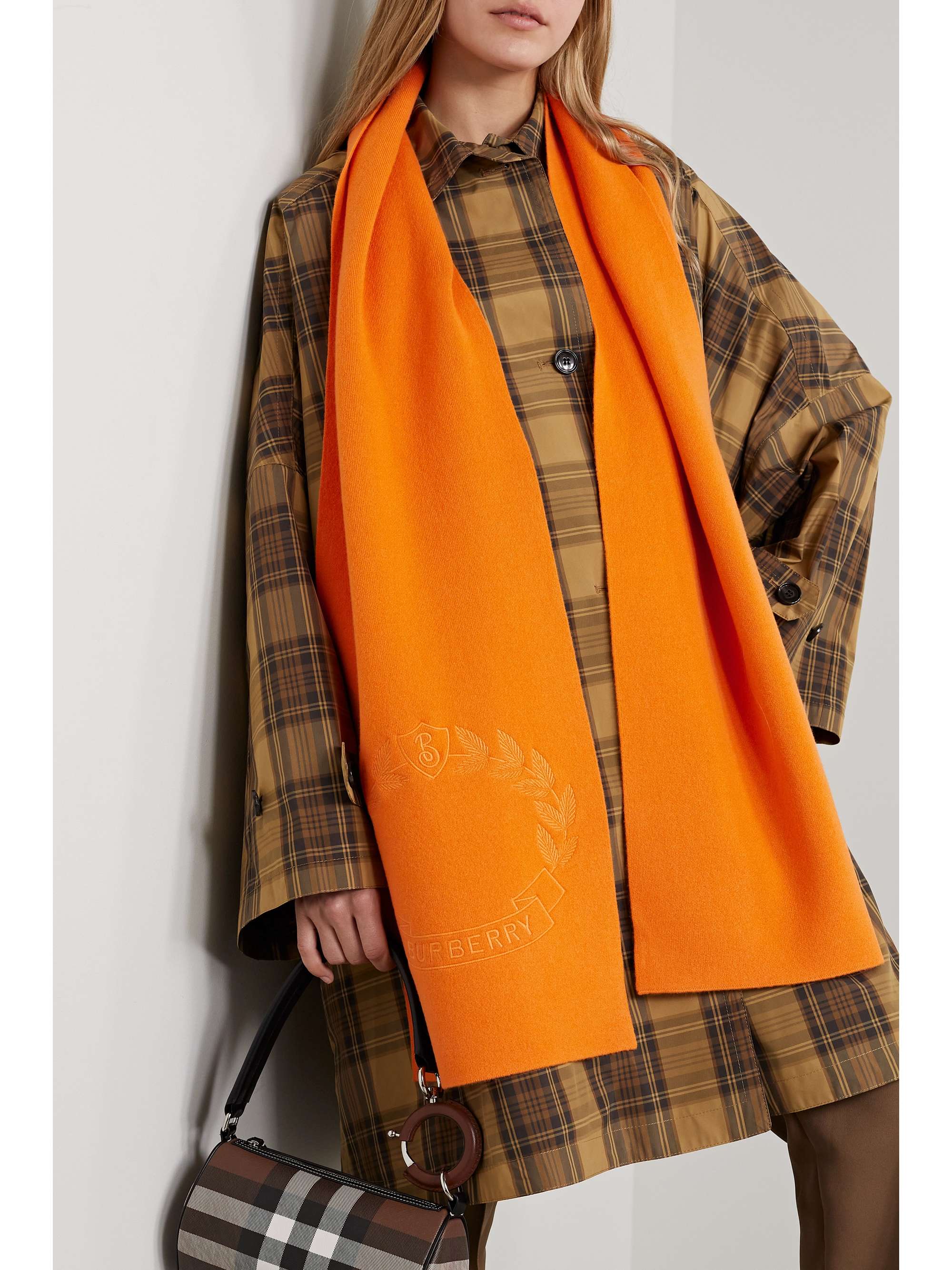 BURBERRY Embroidered cashmere-blend scarf