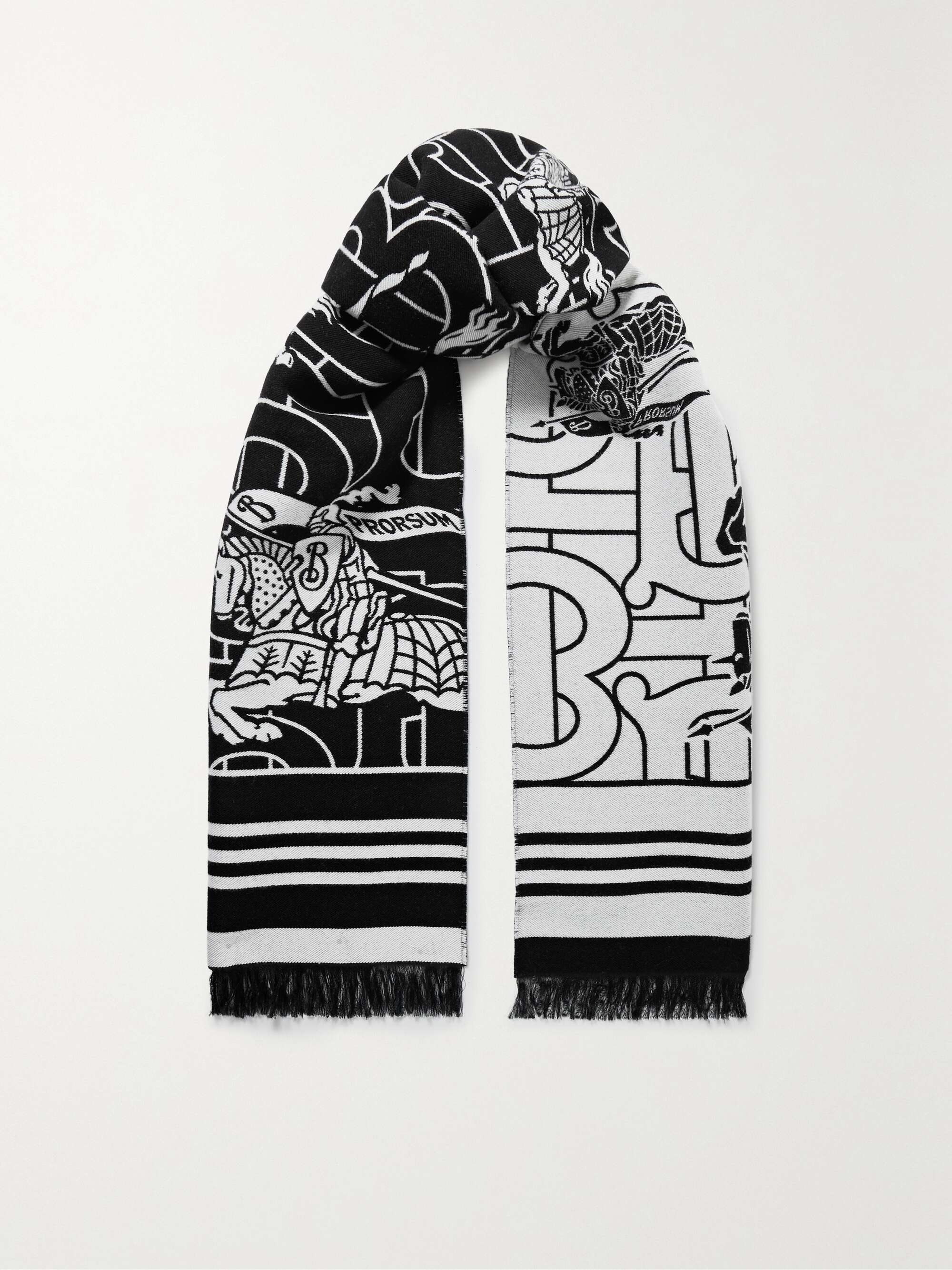 BURBERRY Jacquardknit wool and silkblend twill scarf NETAPORTER