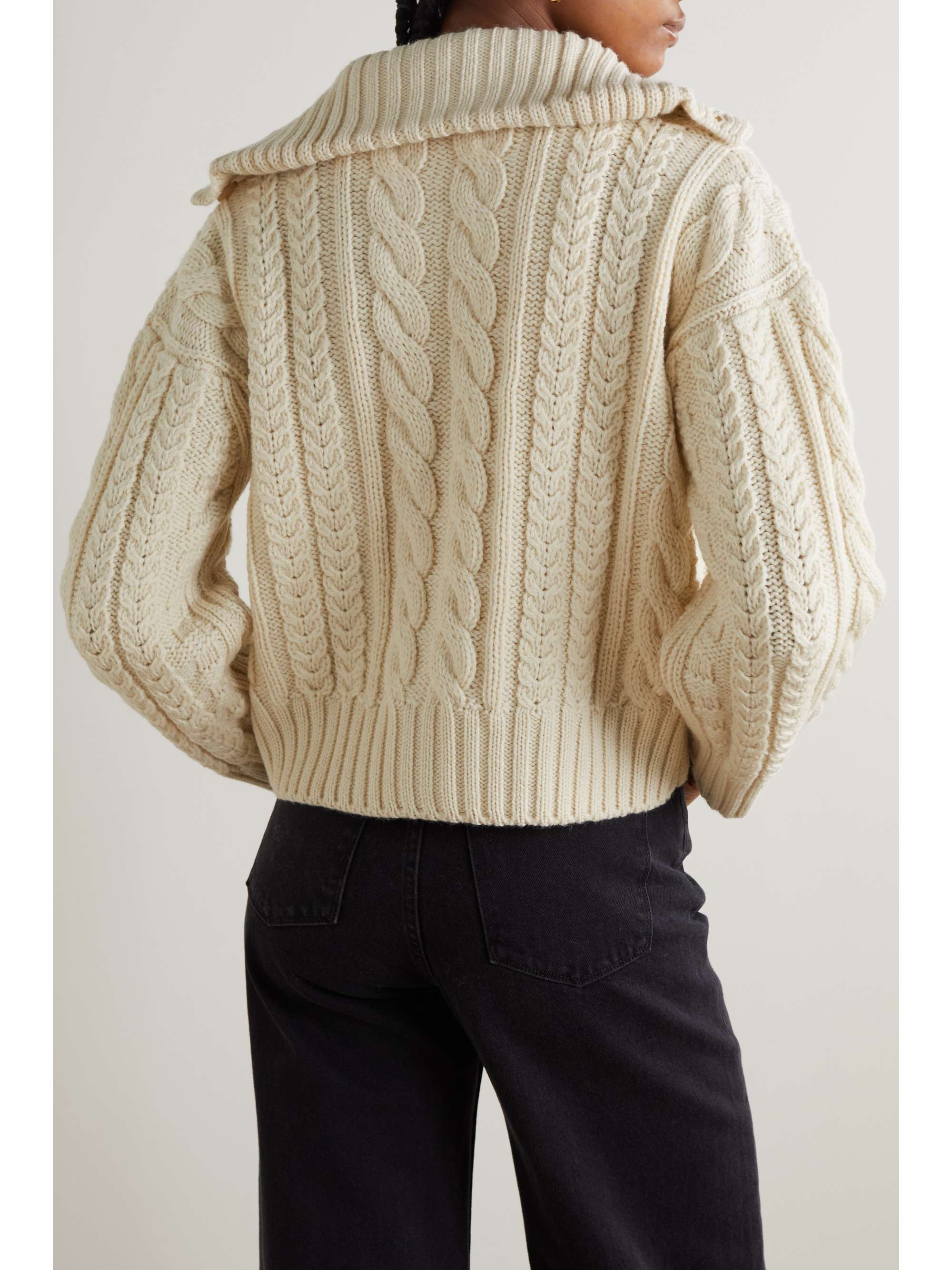 &DAUGHTER Aran cableknit organic wool cardigan NETAPORTER