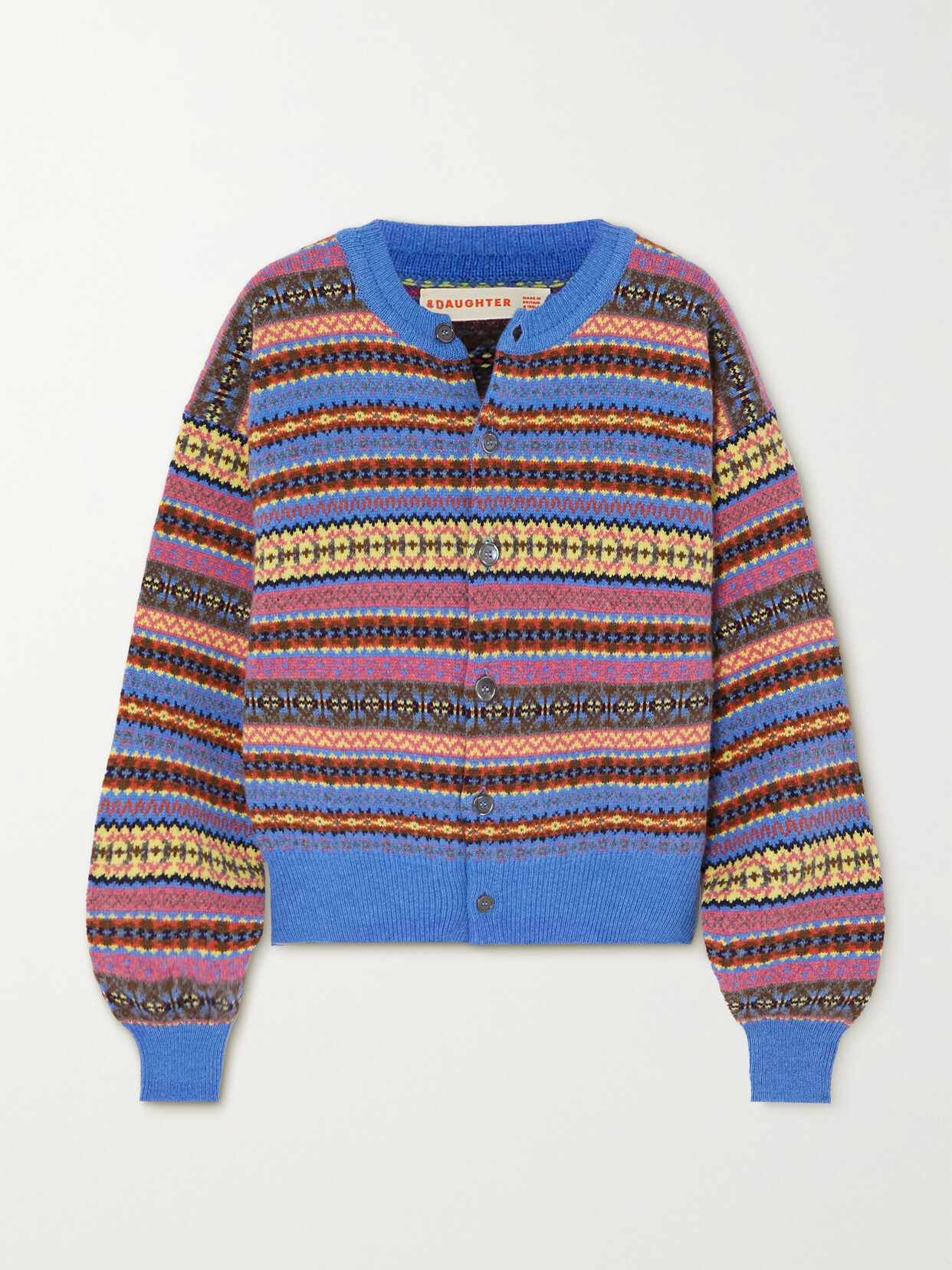 &Daughter - Fair Isle Wool Cardigan - Blue