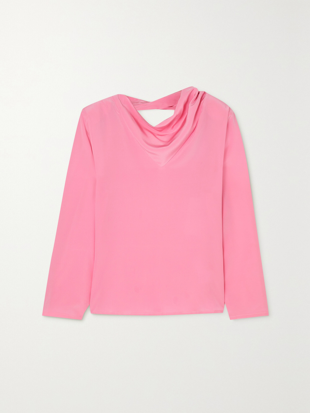 Envelope1976 - Throw Draped Silk Crepe De Chine Top - Pink