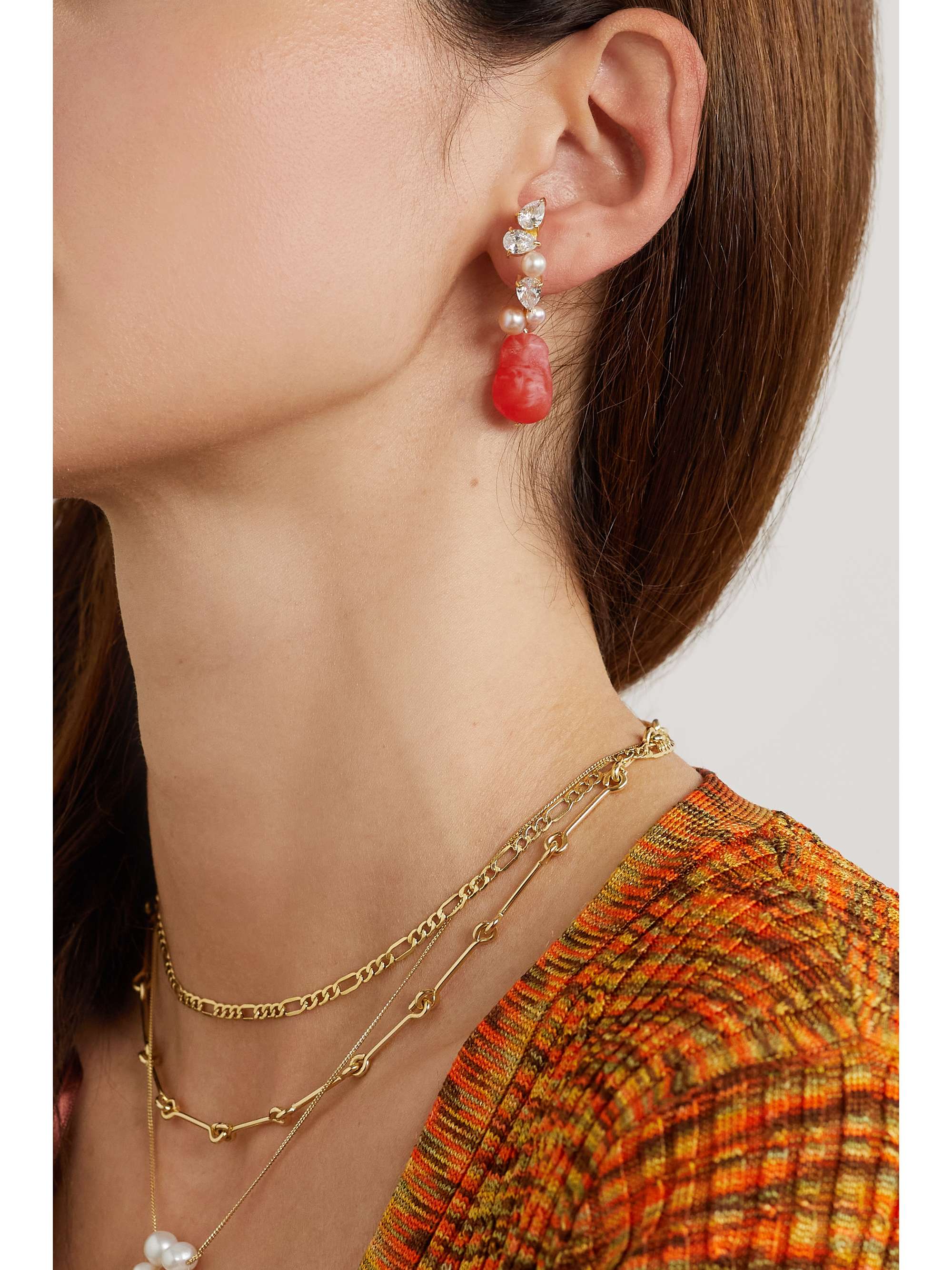 Gold and Red Resin Earrings