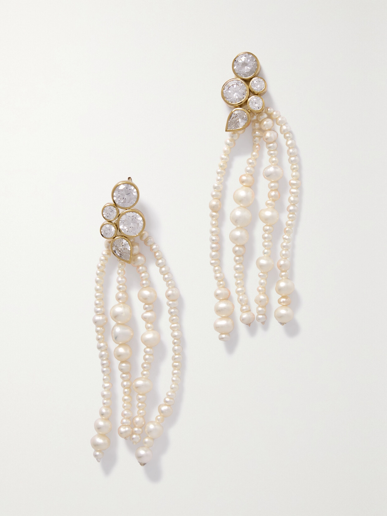 Completedworks - Old But Still Influential Gold-plated, Pearl And Cubic Zirconia Earrings - White