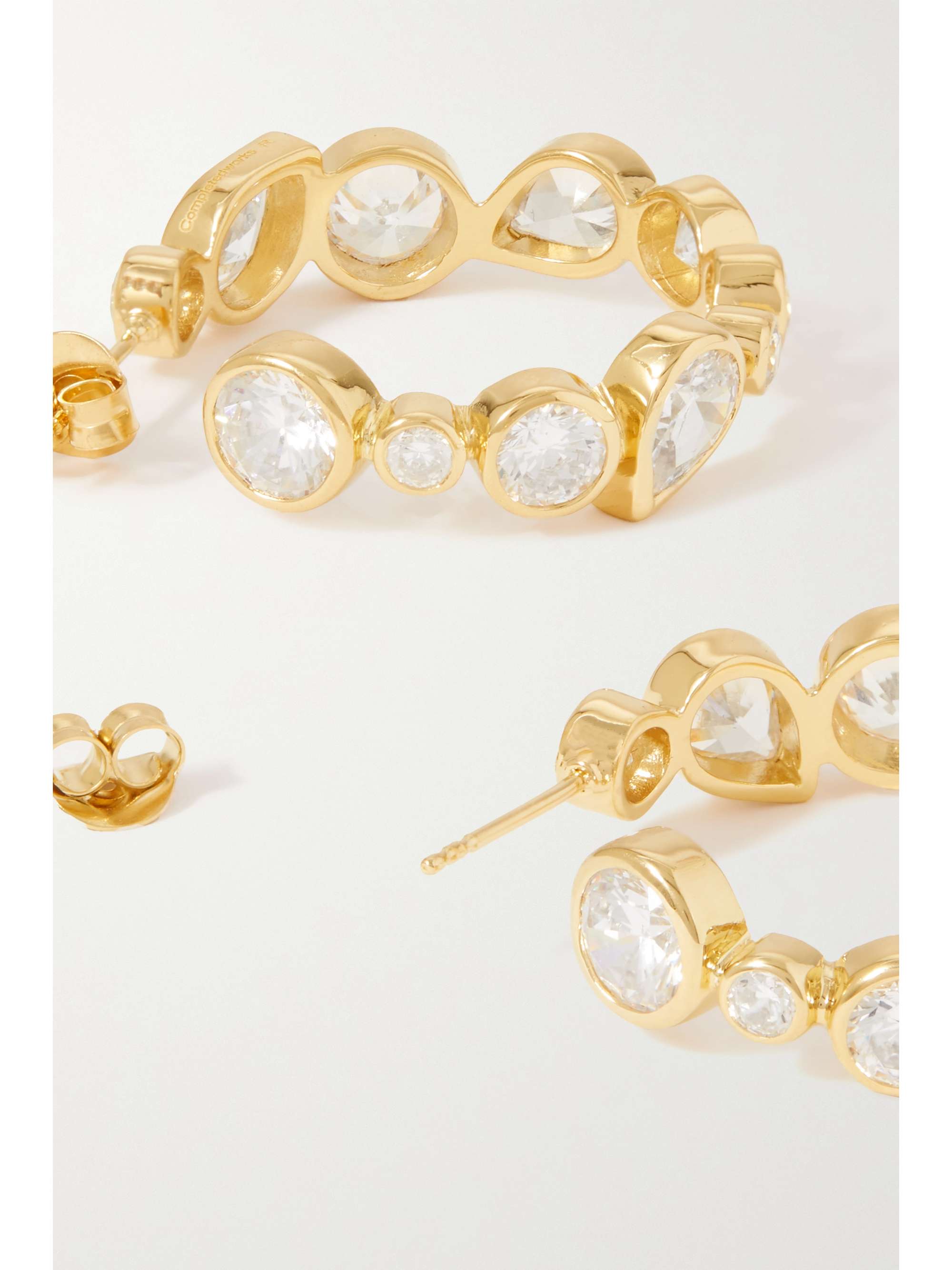 COMPLETEDWORKS Offset gold-plated cubic zirconia hoop earrings