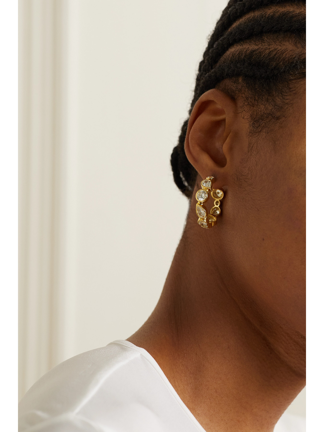 COMPLETEDWORKS + NET SUSTAIN OFFSET RECYCLED GOLD VERMEIL CUBIC ZIRCONIA HOOP EARRINGS