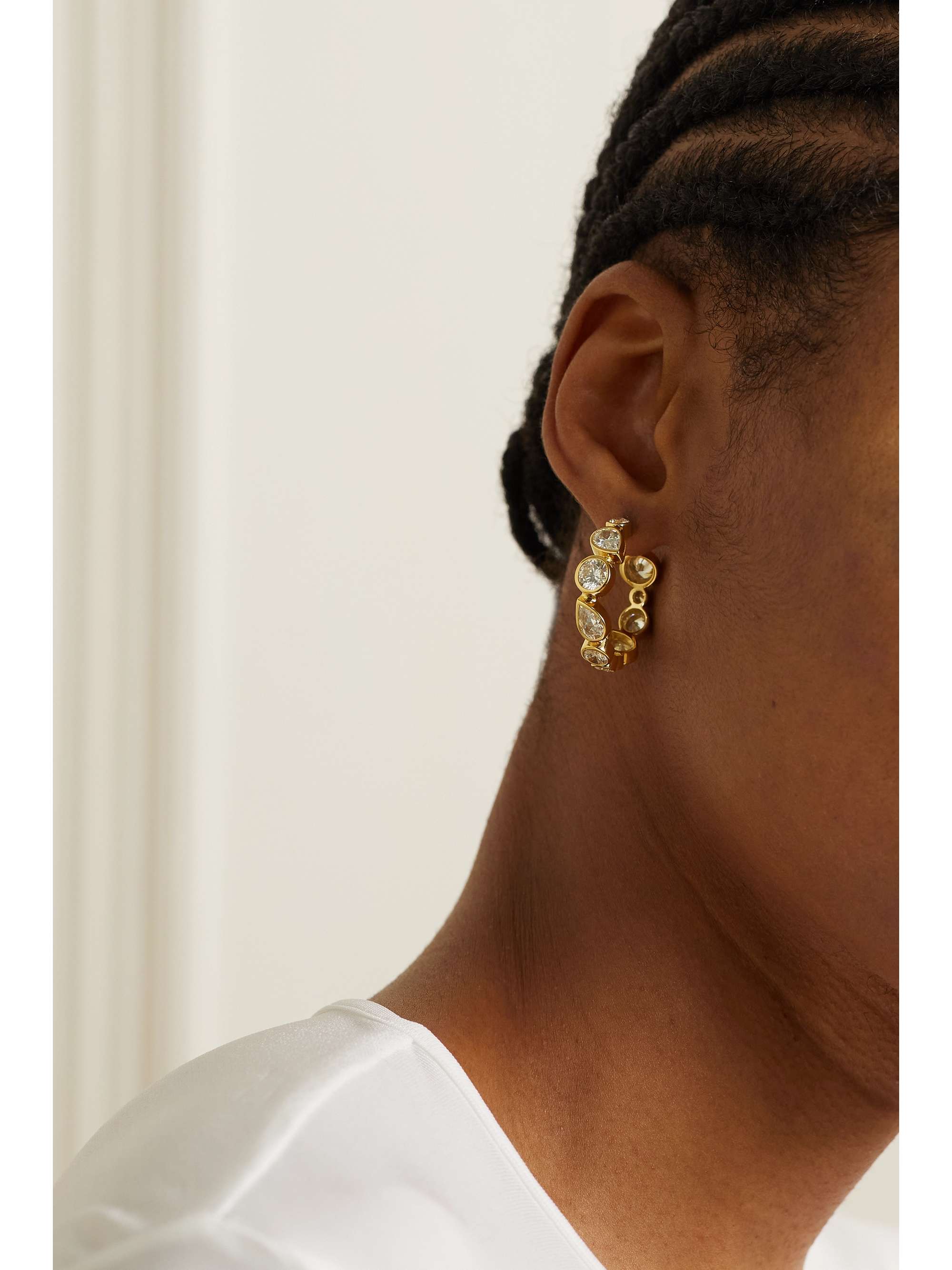 COMPLETEDWORKS Offset gold-plated cubic zirconia hoop earrings