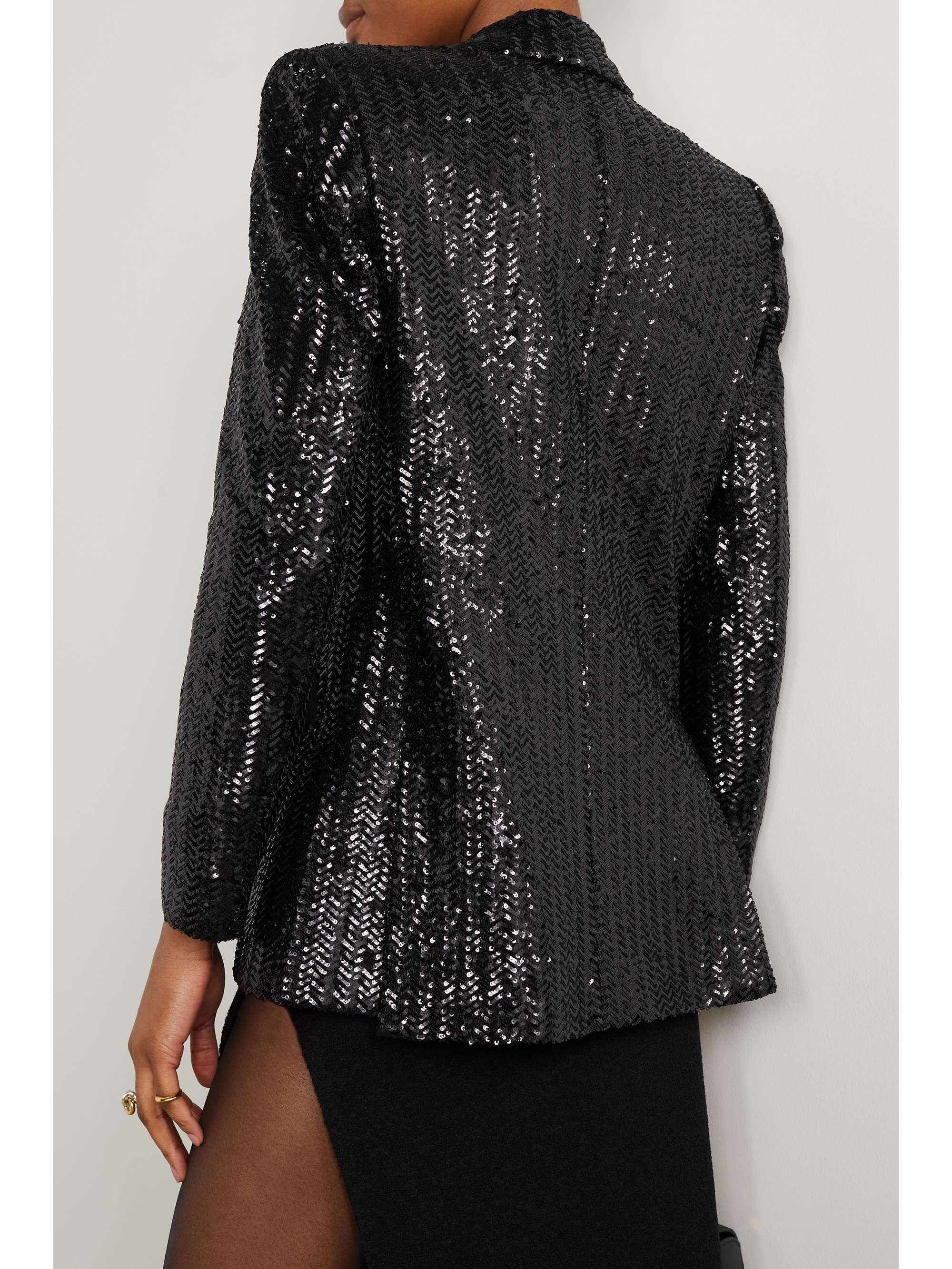 BLAZÉ MILANO All About You Everynight double-breasted silk twill-trimmed sequined crepe blazer