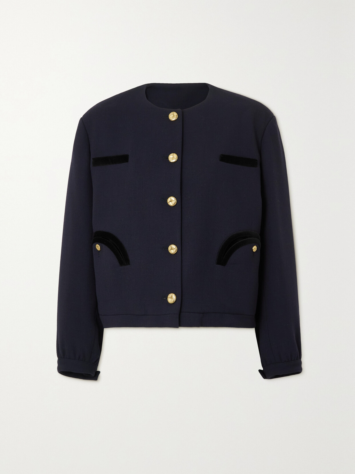 Blazé Milano - Resolute Cotton Velvet-trimmed Wool-crepe Jacket - Blue