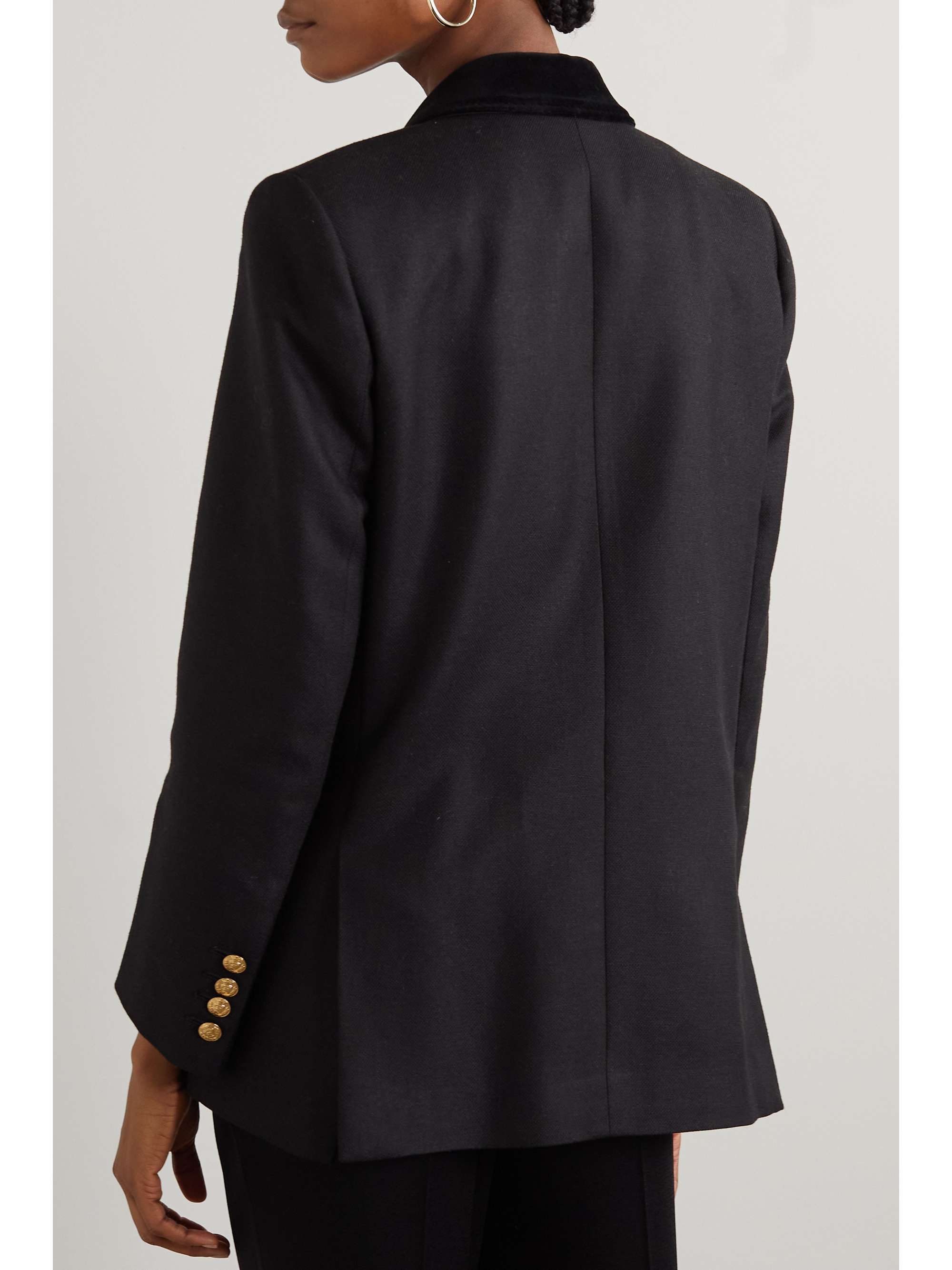 BLAZÉ MILANO Blazer à double boutonnage en crêpe de laine à finitions en velours Playa Noir Everynight