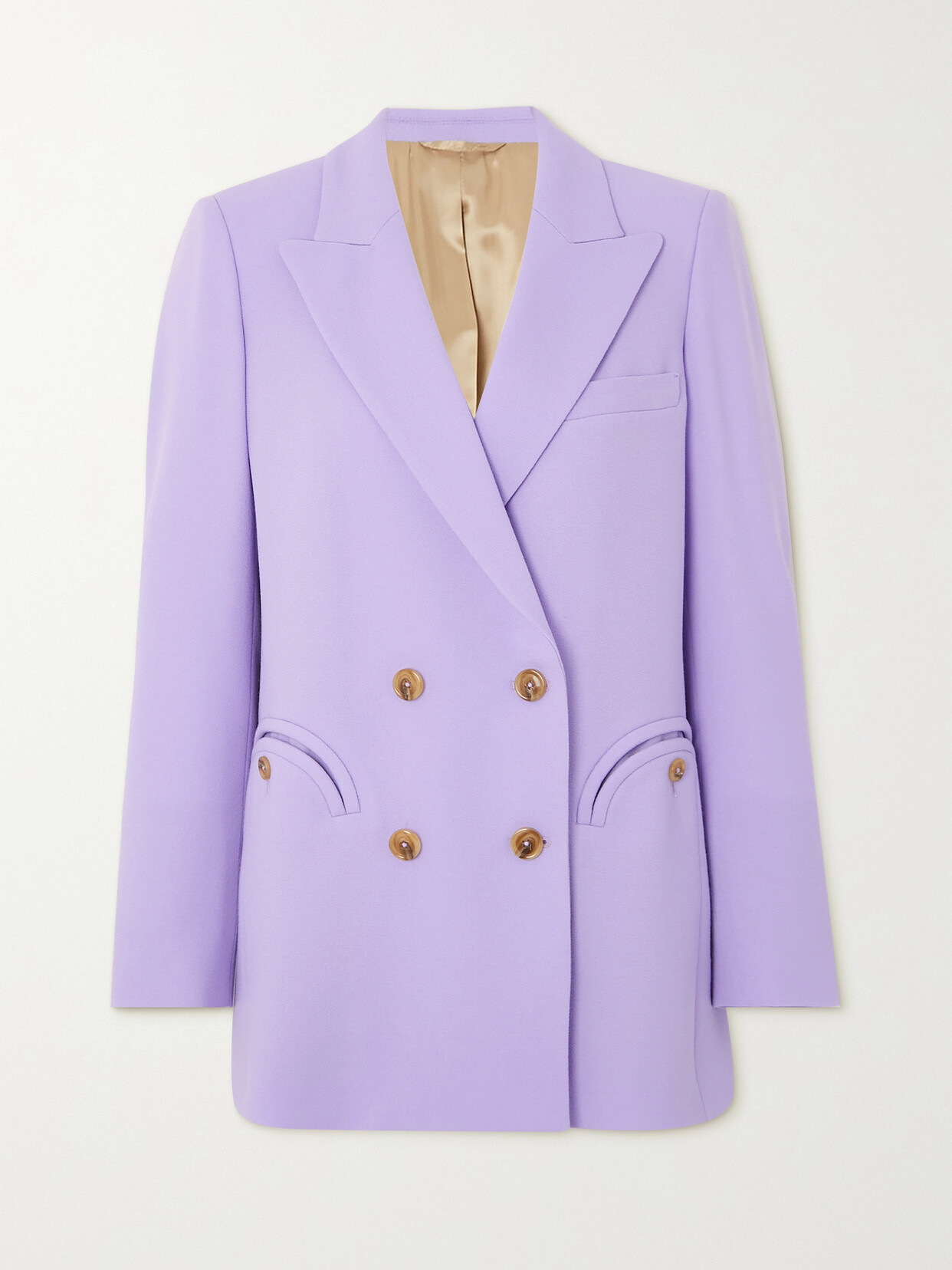 Blazé Milano - Cool & Easy Everyday Double-breasted Wool-crepe Blazer - Purple