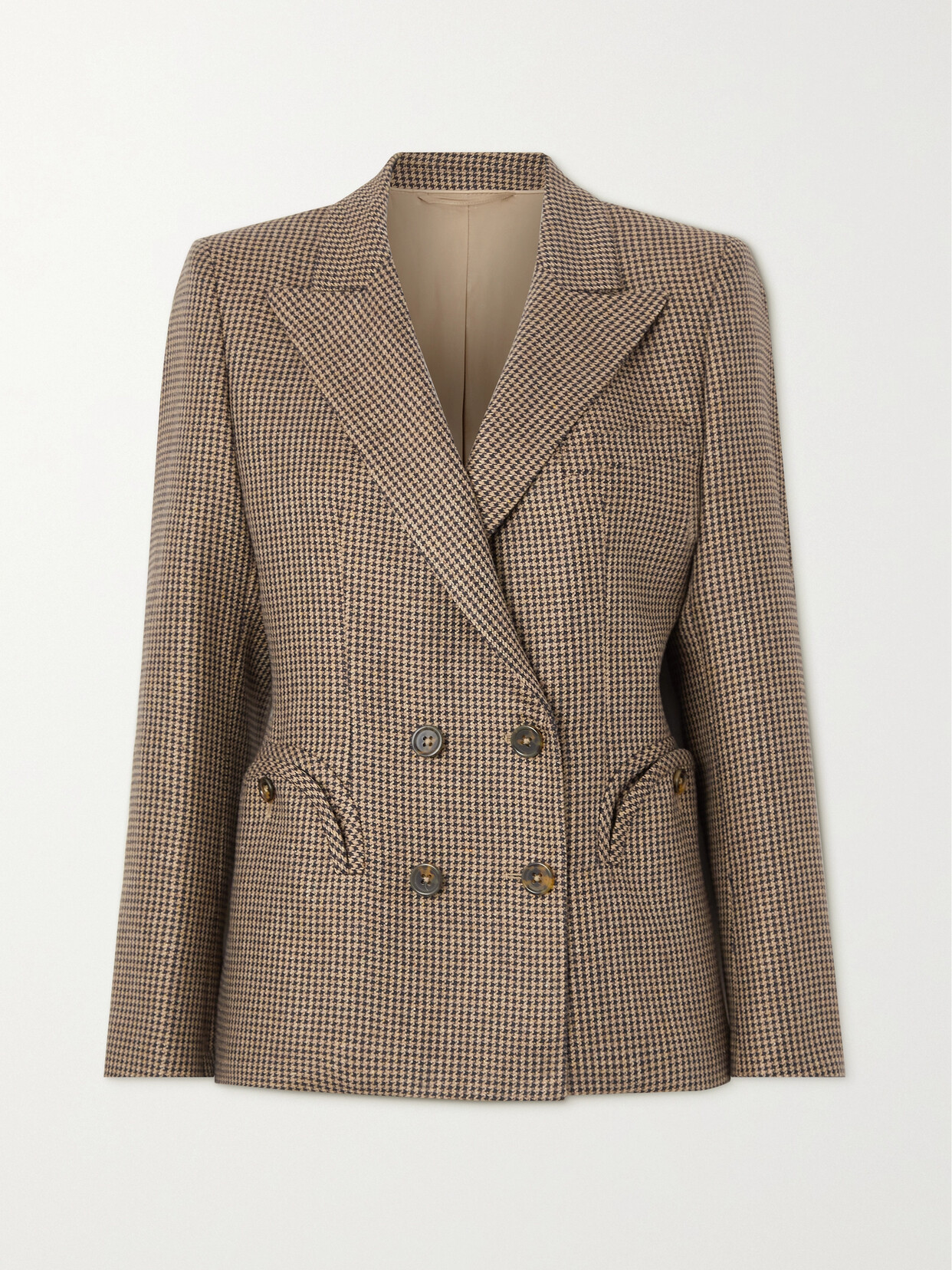 Blazé Milano - Last Minute Charmer Double-breasted Houndstooth Silk-tweed Blazer - Brown