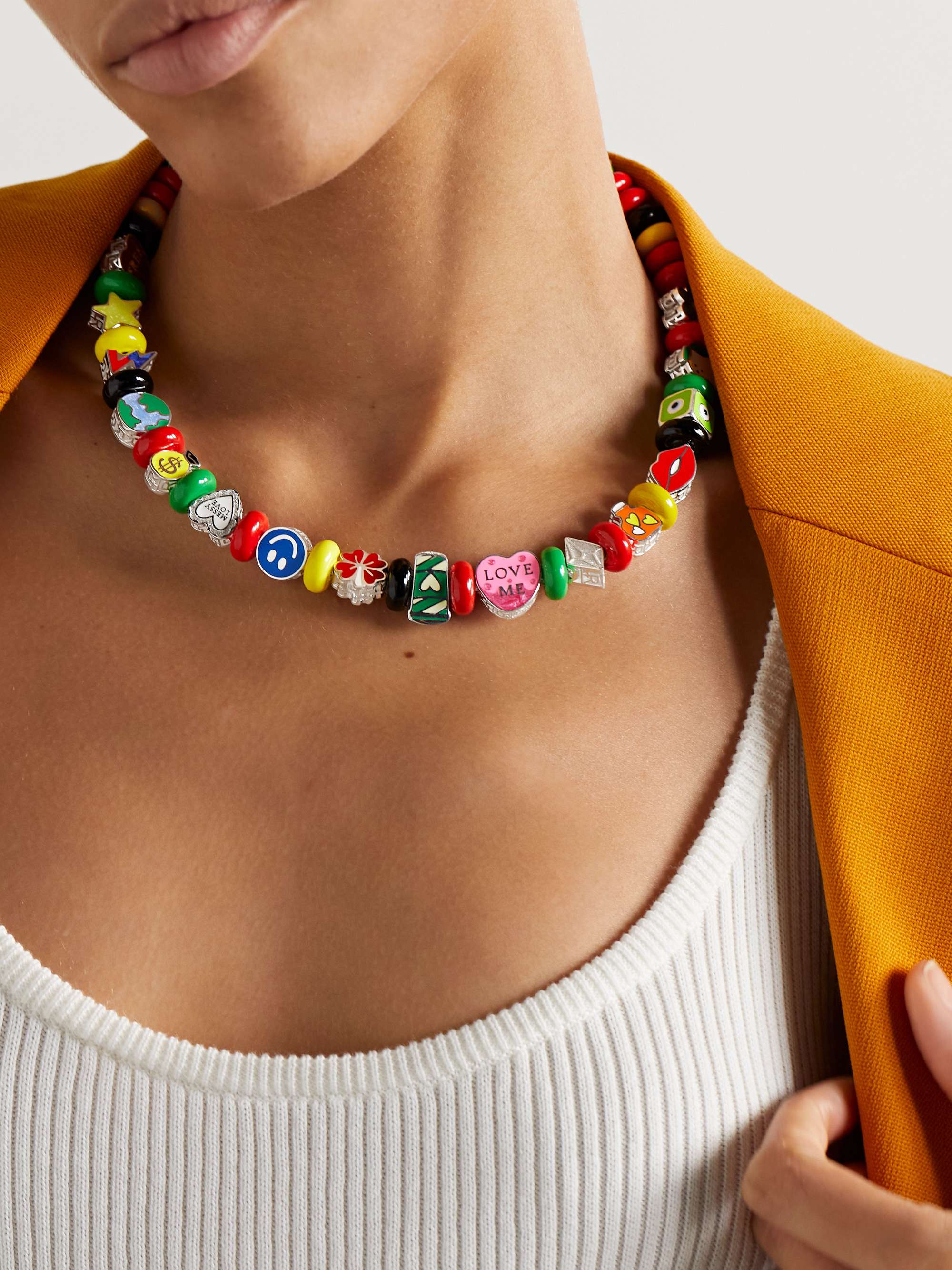 LAUREN RUBINSKI Silver and enamel necklace