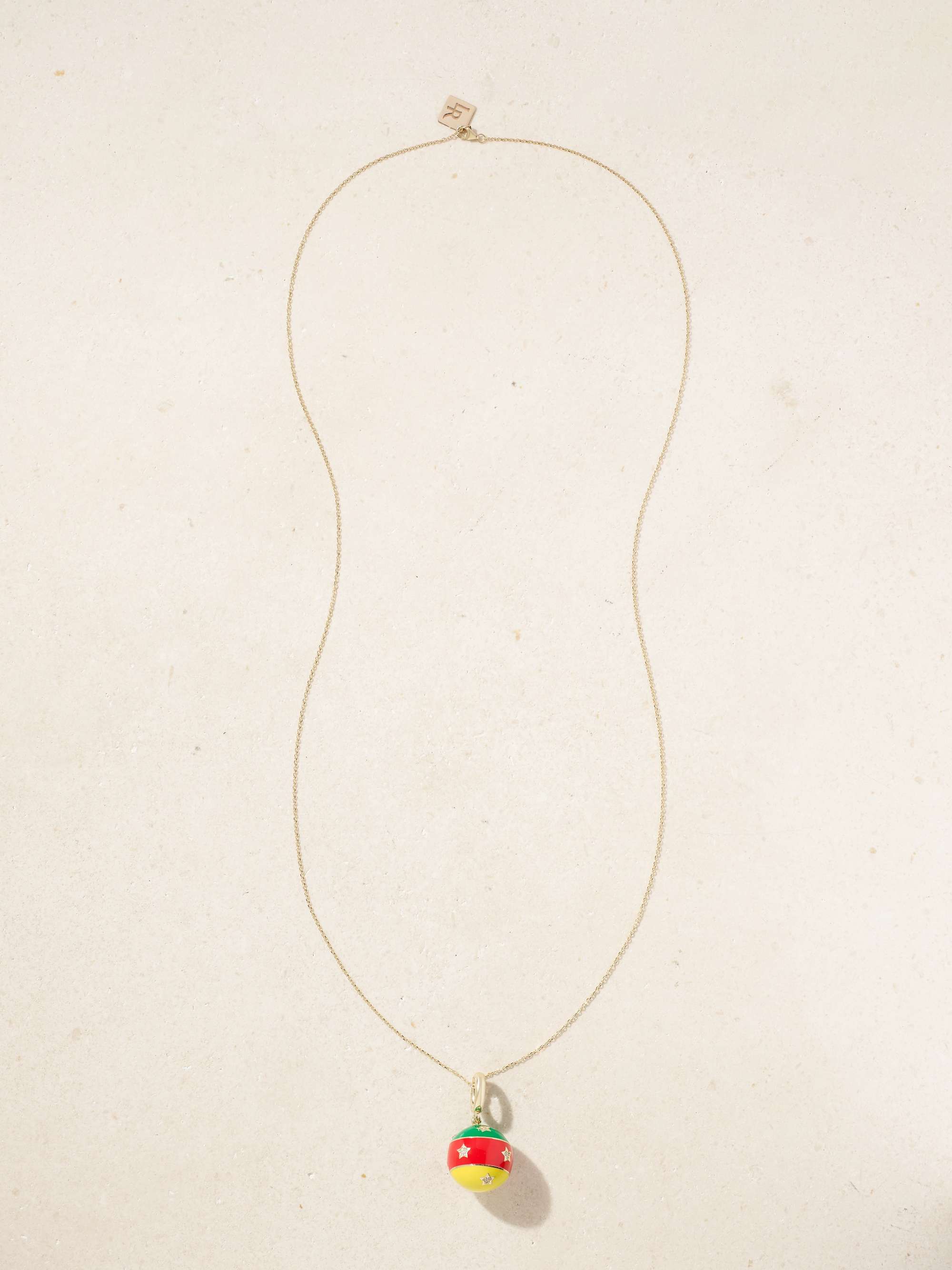 LAUREN RUBINSKI 14-karat gold, enamel and diamond necklace