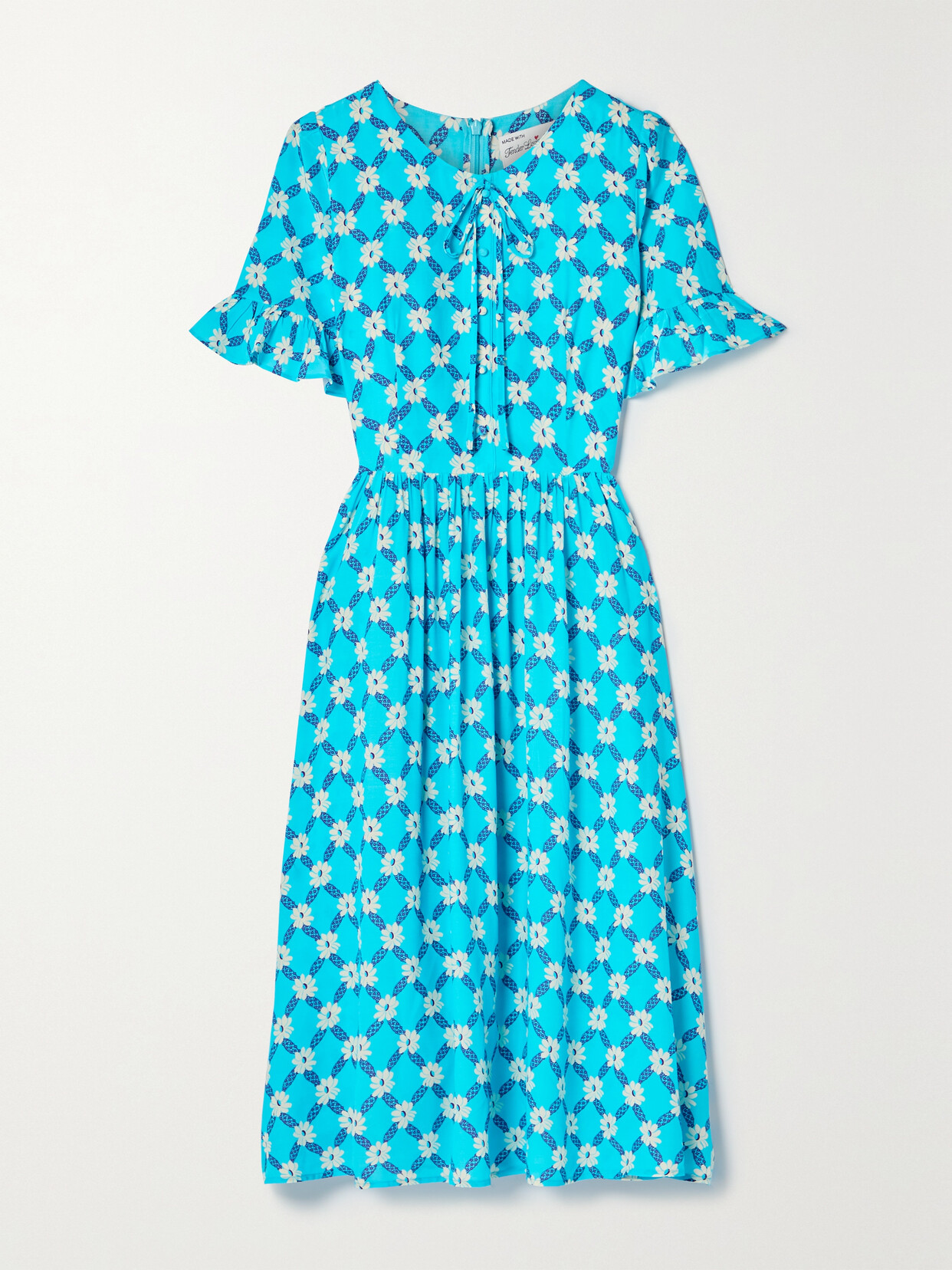 HVN Willow Floral-print Sateen Midi Dress