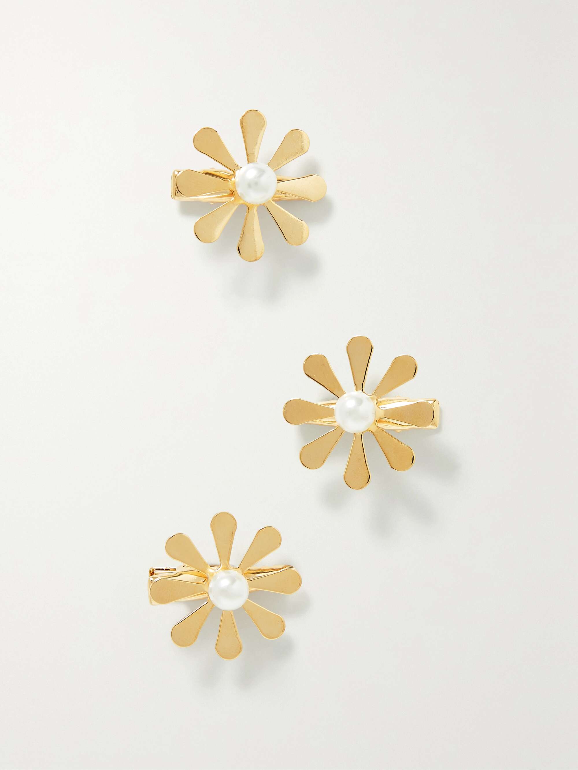 Gold Coming Up Daisies set of three gold-plated faux pearl hair clips | LELET NY | NET-A-PORTER Gold Coming Up Daisies set of three gold-plated faux pearl hair clips | LELET NY | NET-A-PORTER