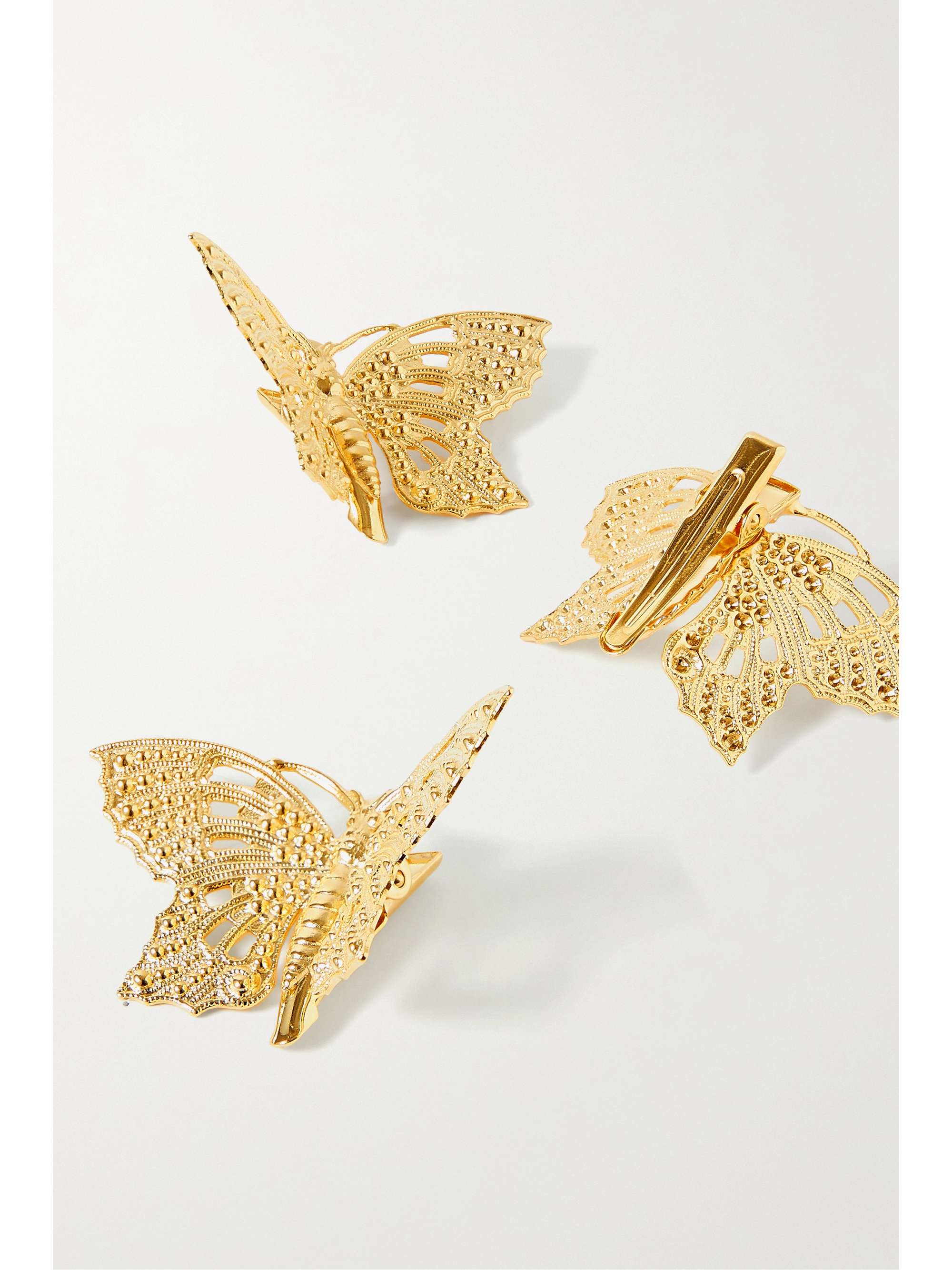 LELET NY Monarch set of three gold-plated hair clips