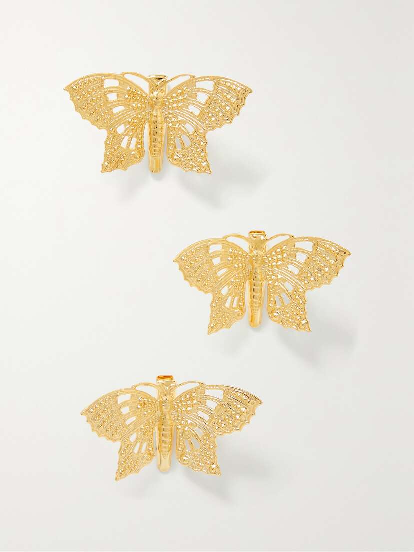 LELET NY Monarch Set Of Three Gold-plated Hair Clips