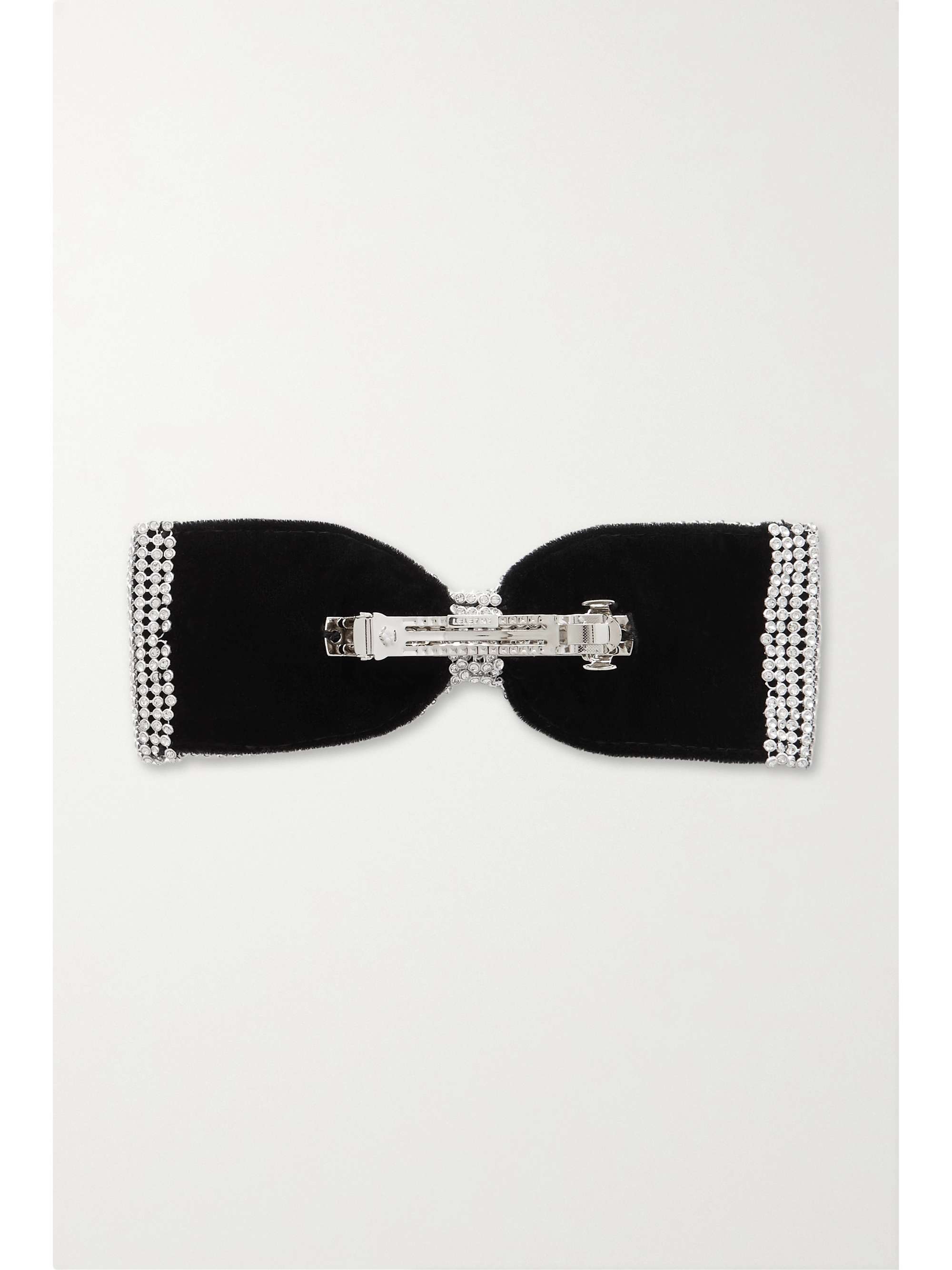 LELET NY Klara crystal-embellished silver-tone and velvet hair clip