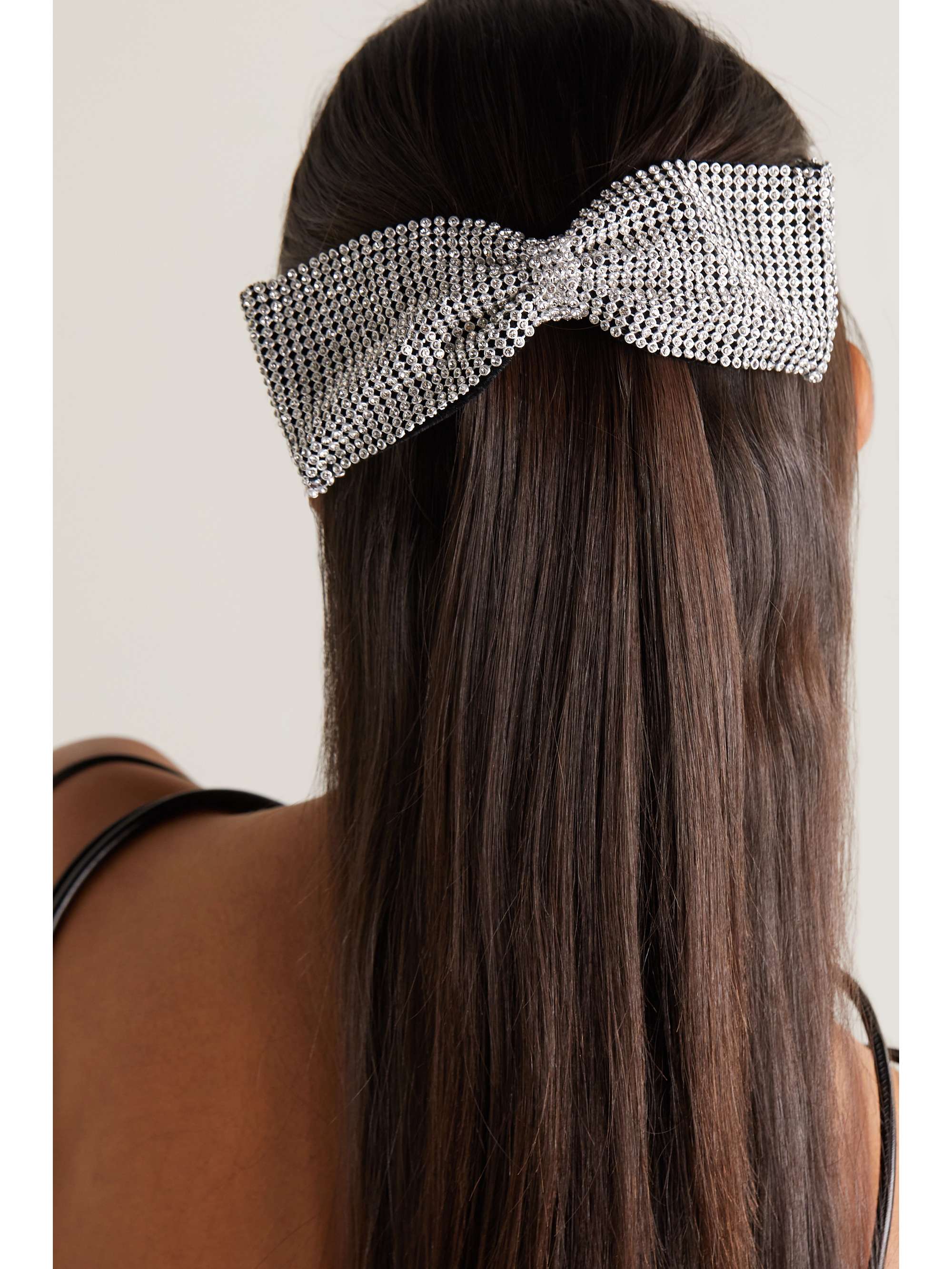 LELET NY Klara crystal-embellished silver-tone and velvet hair clip