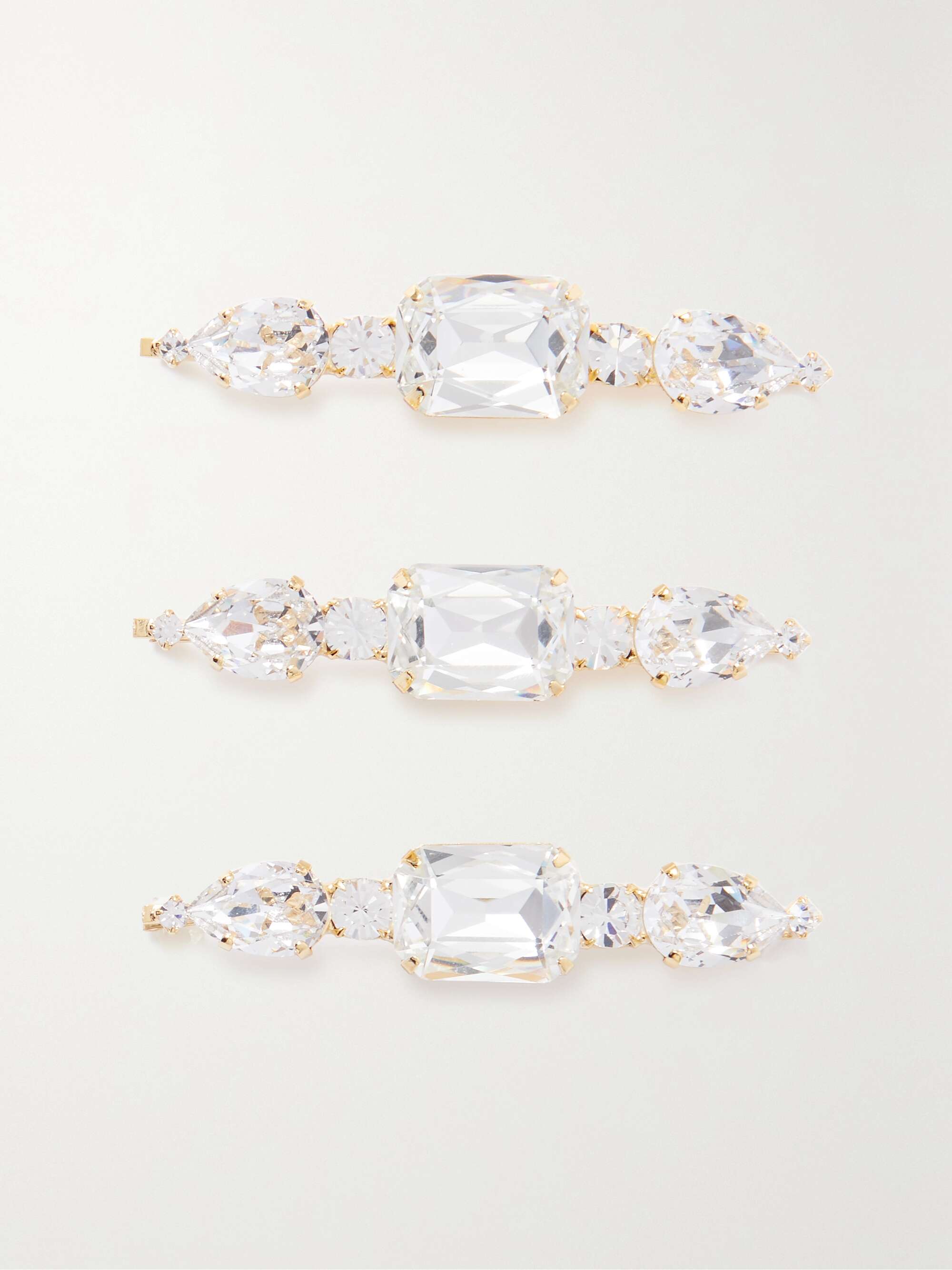 LELET NY Jules set of three gold-tone Swarovski crystal hair clips