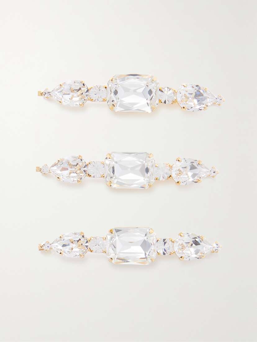 LELET NY Jules Set Of Three -tone Swarovski Crystal Hair Clips