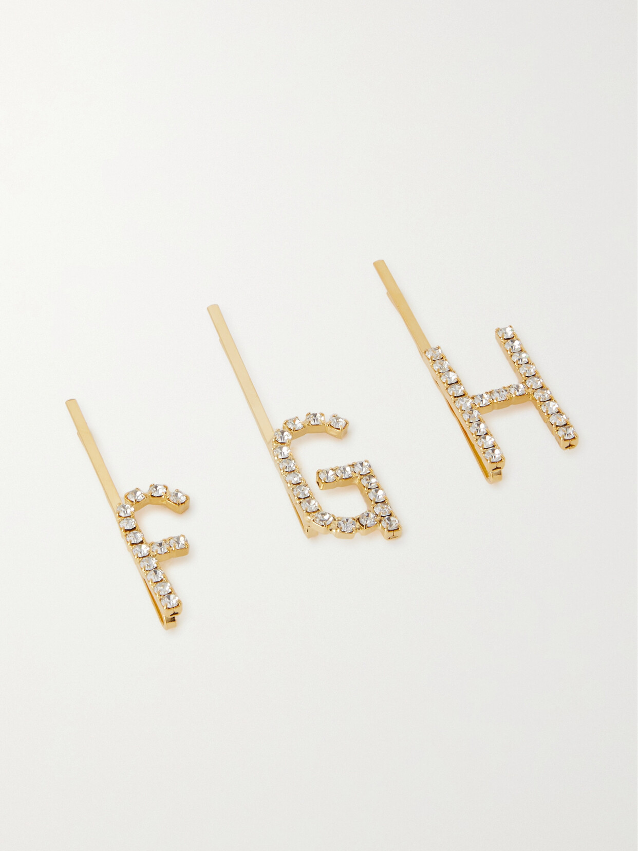 LELET NY - Alphabet Gold-tone Swarovski Crystal Hair Clip - V