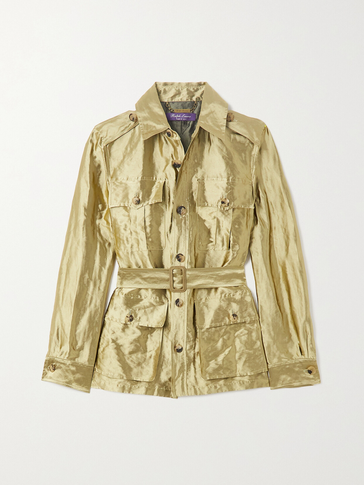 Ralph Lauren Collection - Tasha Belted Metallic Organza Jacket - Gold