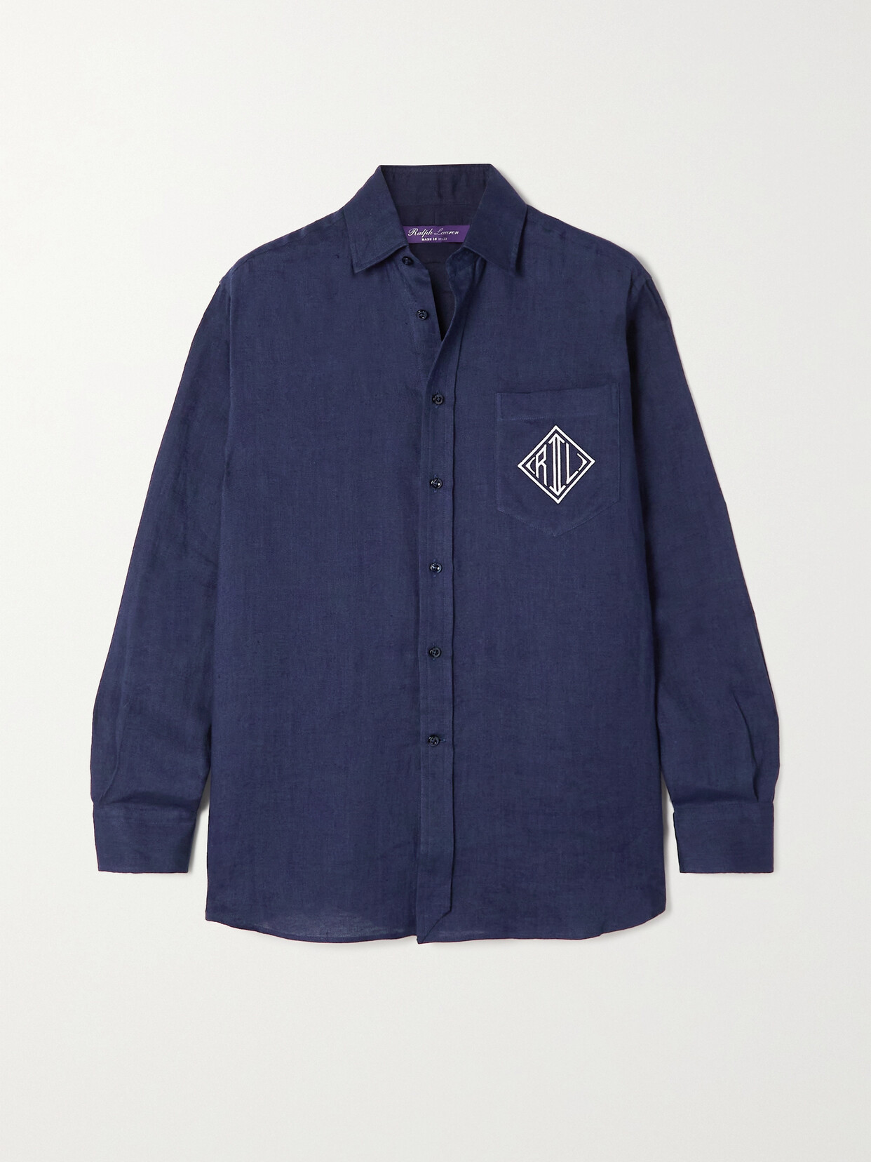 Ralph Lauren Collection - Adrien Embroidered Linen Shirt - Blue