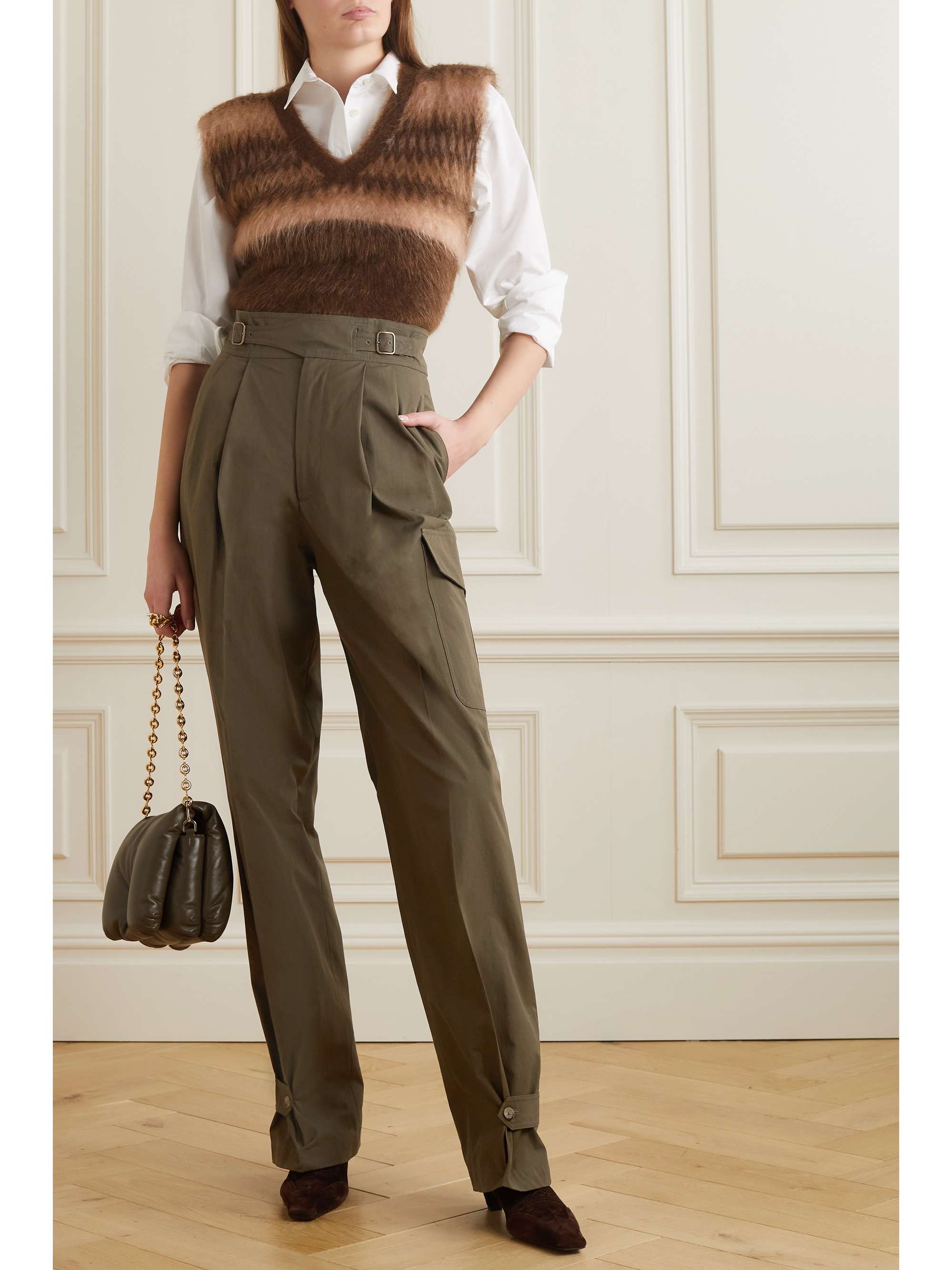 Cotton twill tapered cargo pants