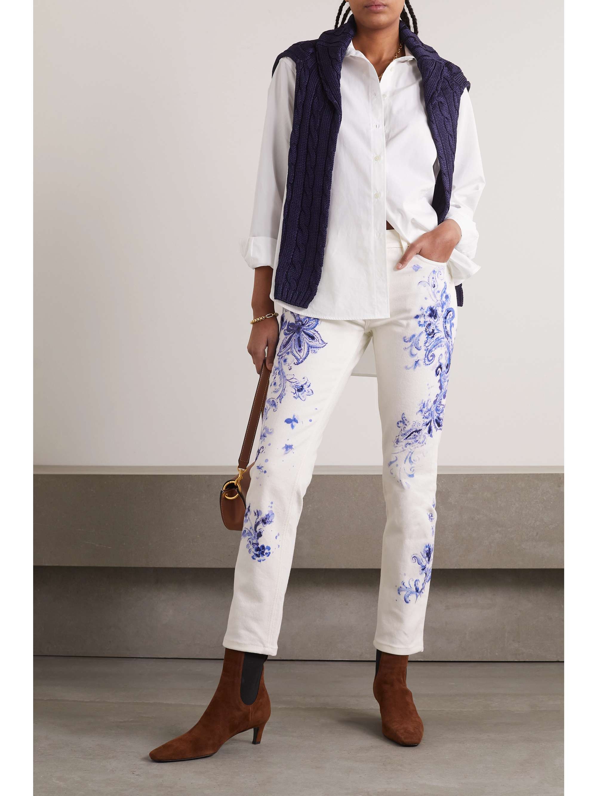RALPH LAUREN COLLECTION Sequin-embellished paisley-print mid-rise skinny  jeans | NET-A-PORTER