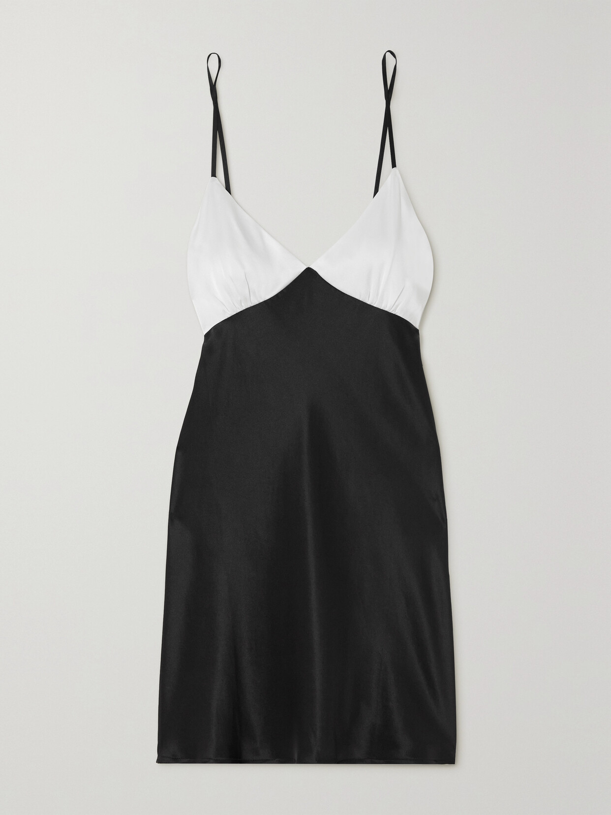 Maison Essentiele - 90s It Girl Two-tone Silk-satin Chemise - Black