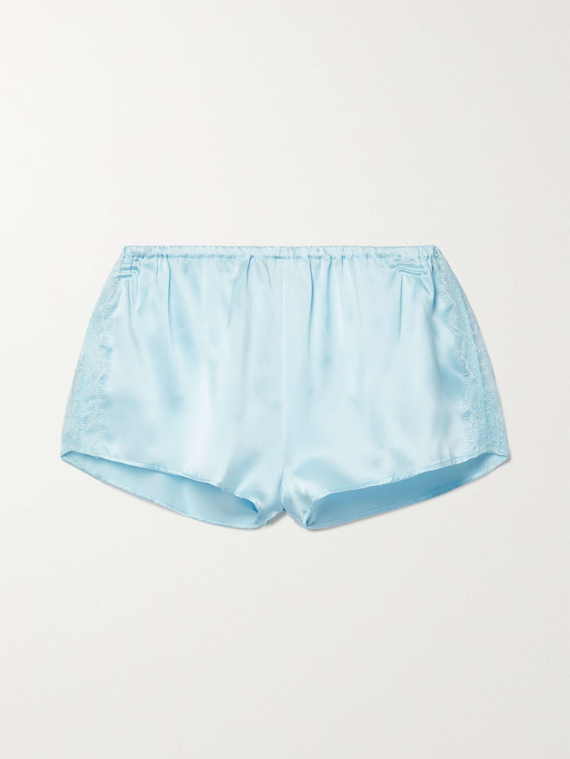 MAISON ESSENTIELE Lacetrimmed silksatin pajama shorts NETAPORTER