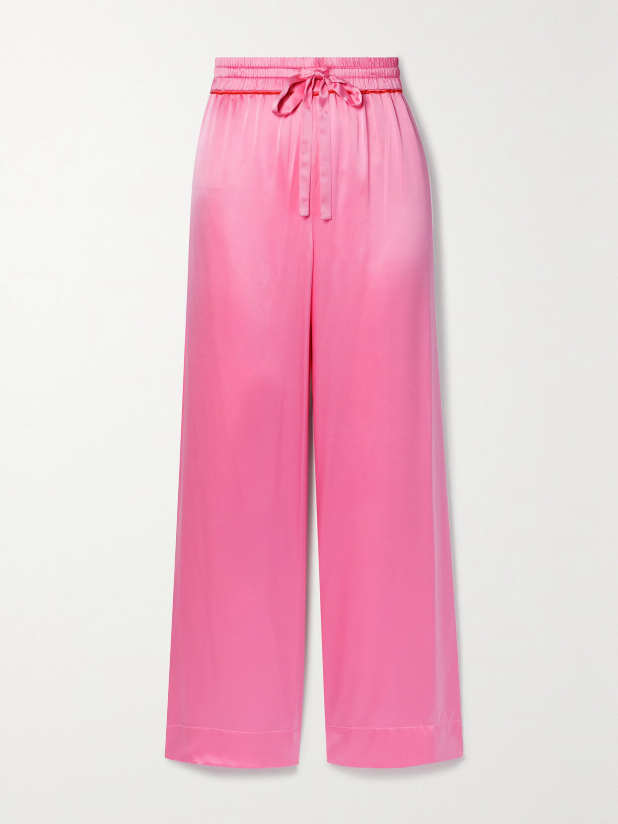 MAISON ESSENTIELE Piped Silk-satin Pajama Pants - Pink