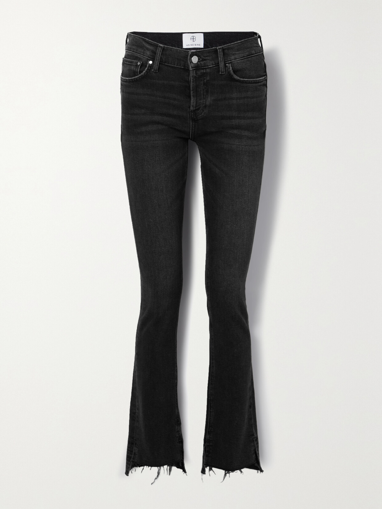 Anine Bing - Tristen Frayed High-rise Bootcut Jeans - Black