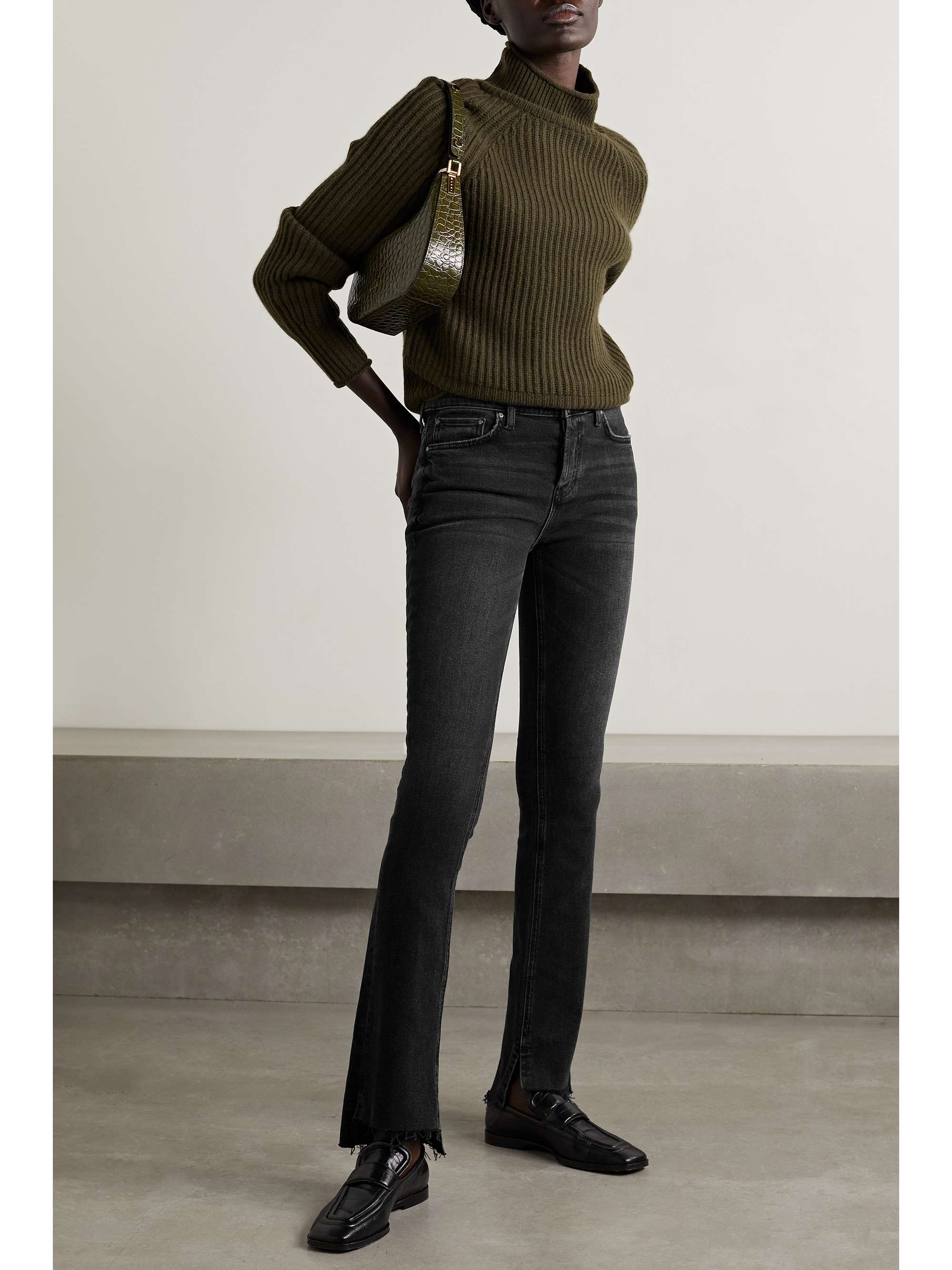 ANINE BING Tristen frayed high-rise bootcut jeans