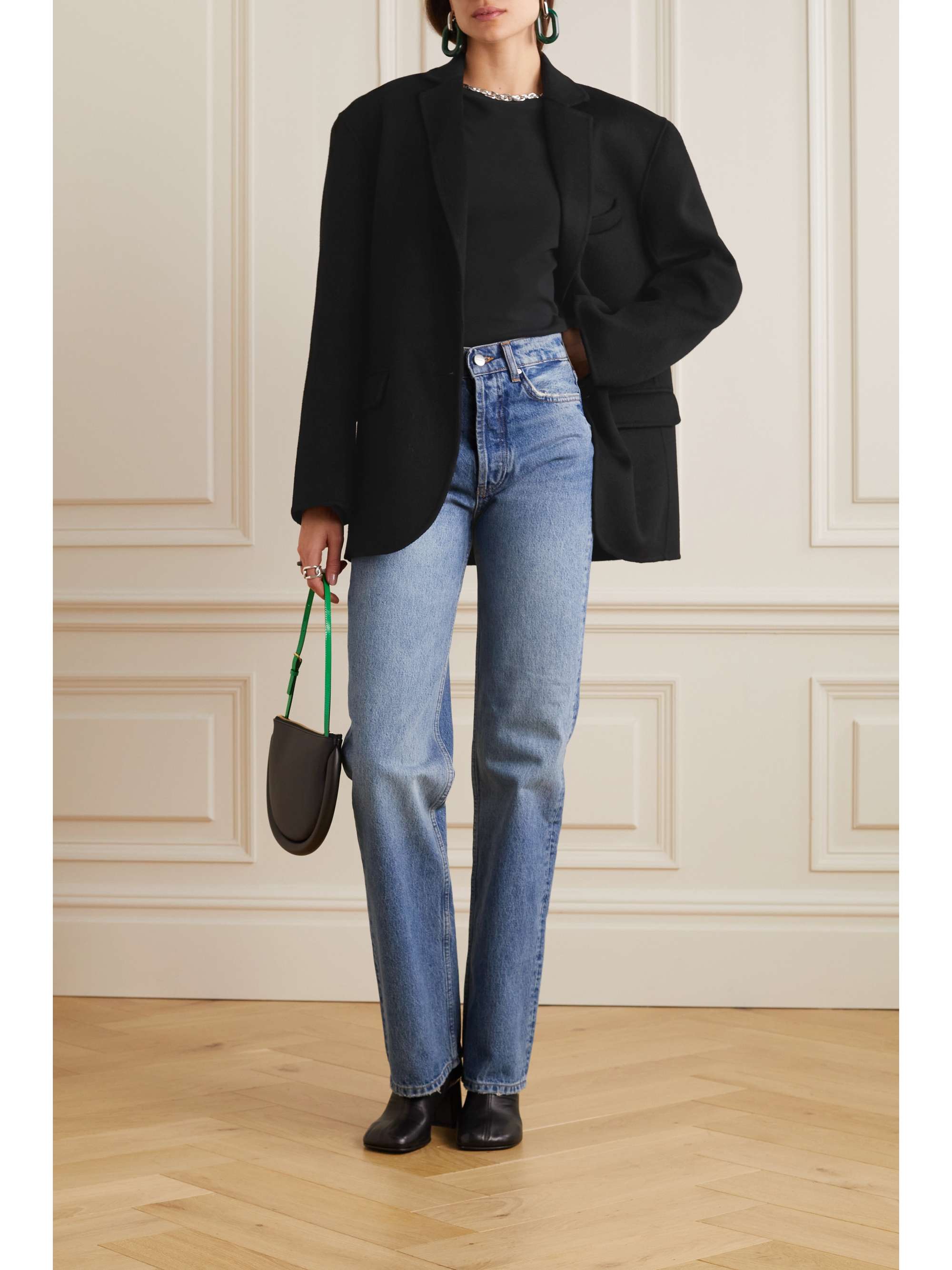 ANINE BING Quinn wool and cashmere-blend blazer