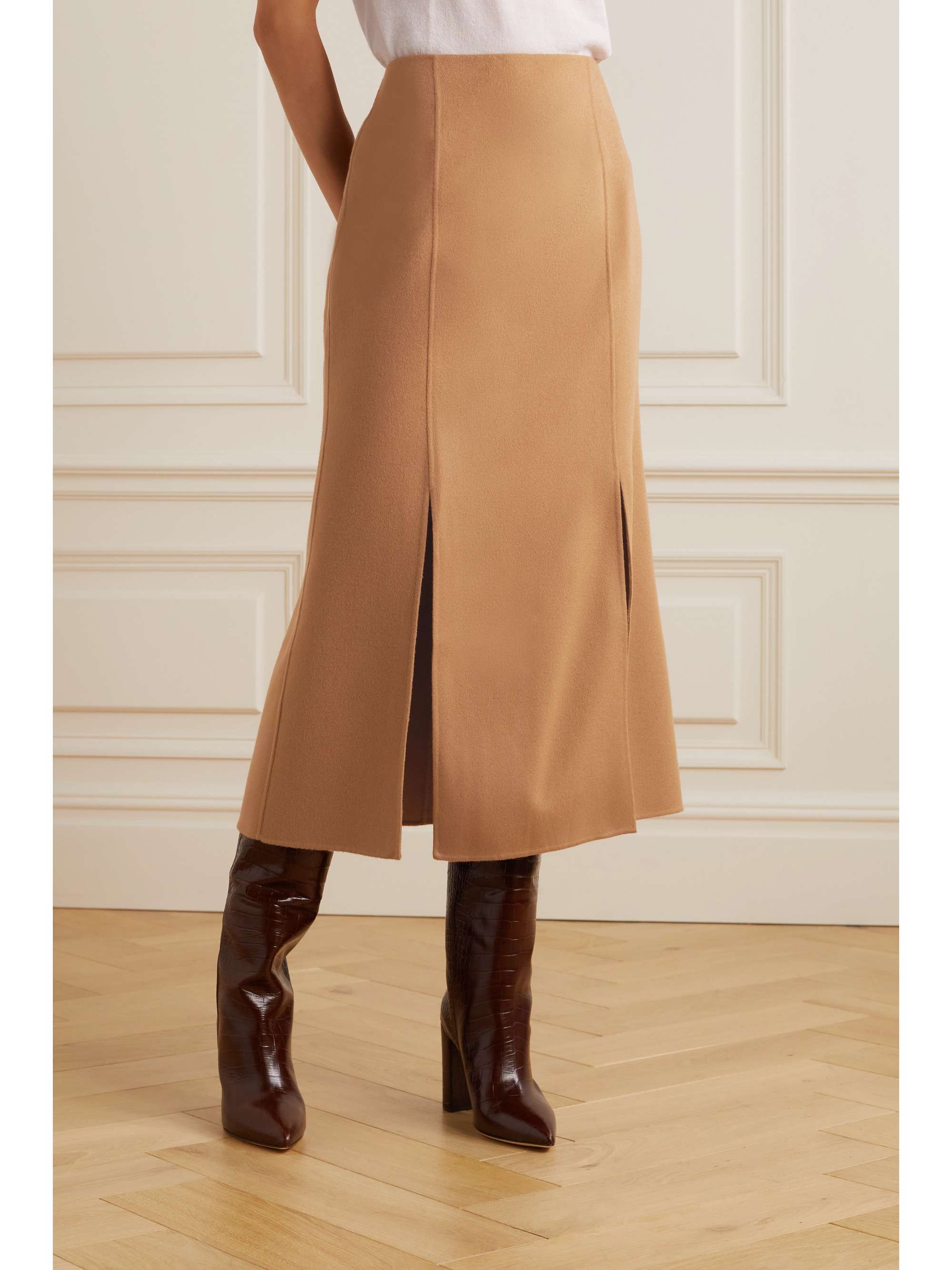 ANINE BING Lyn wool midi skirt