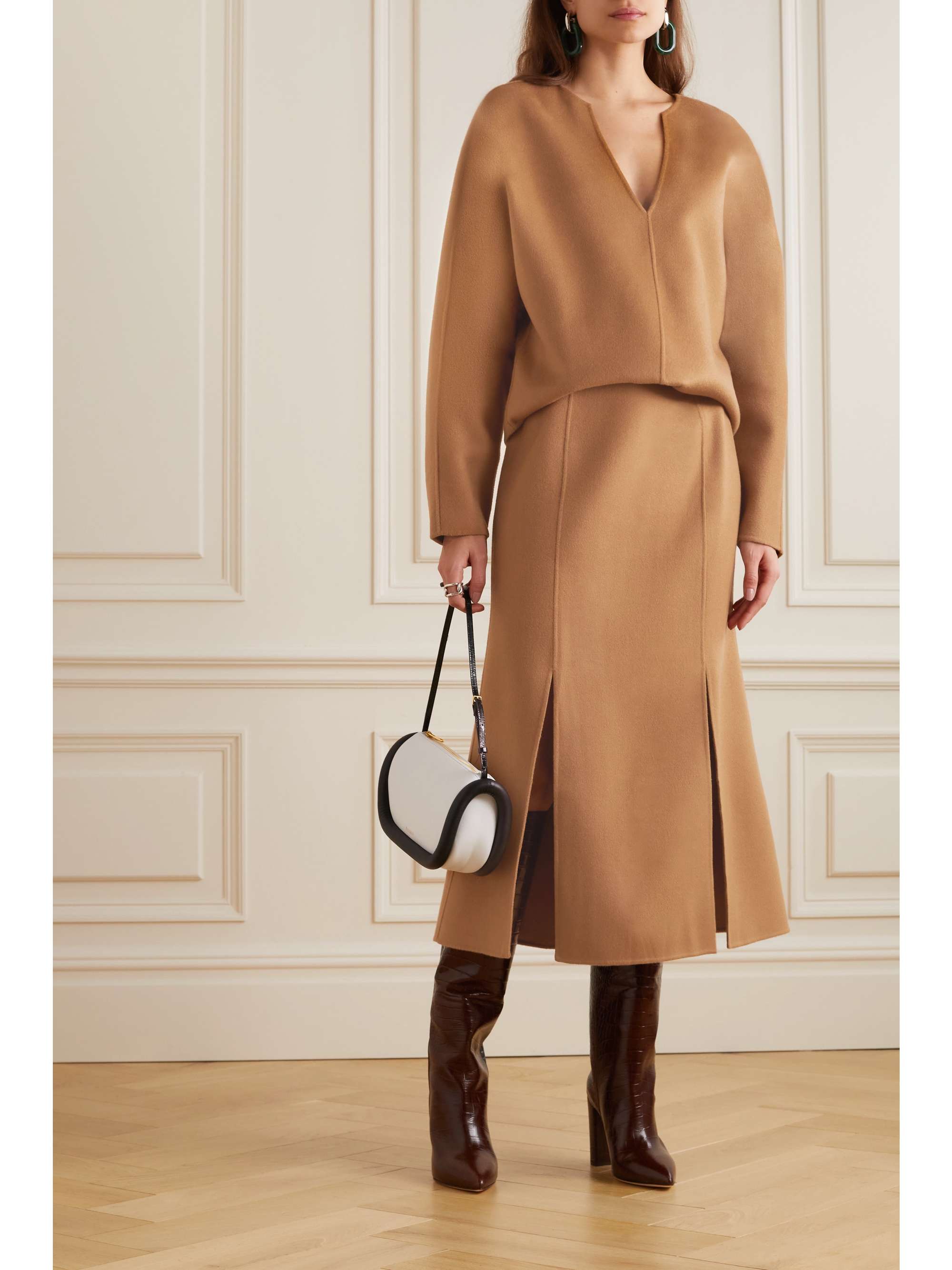 ANINE BING Lyn wool midi skirt