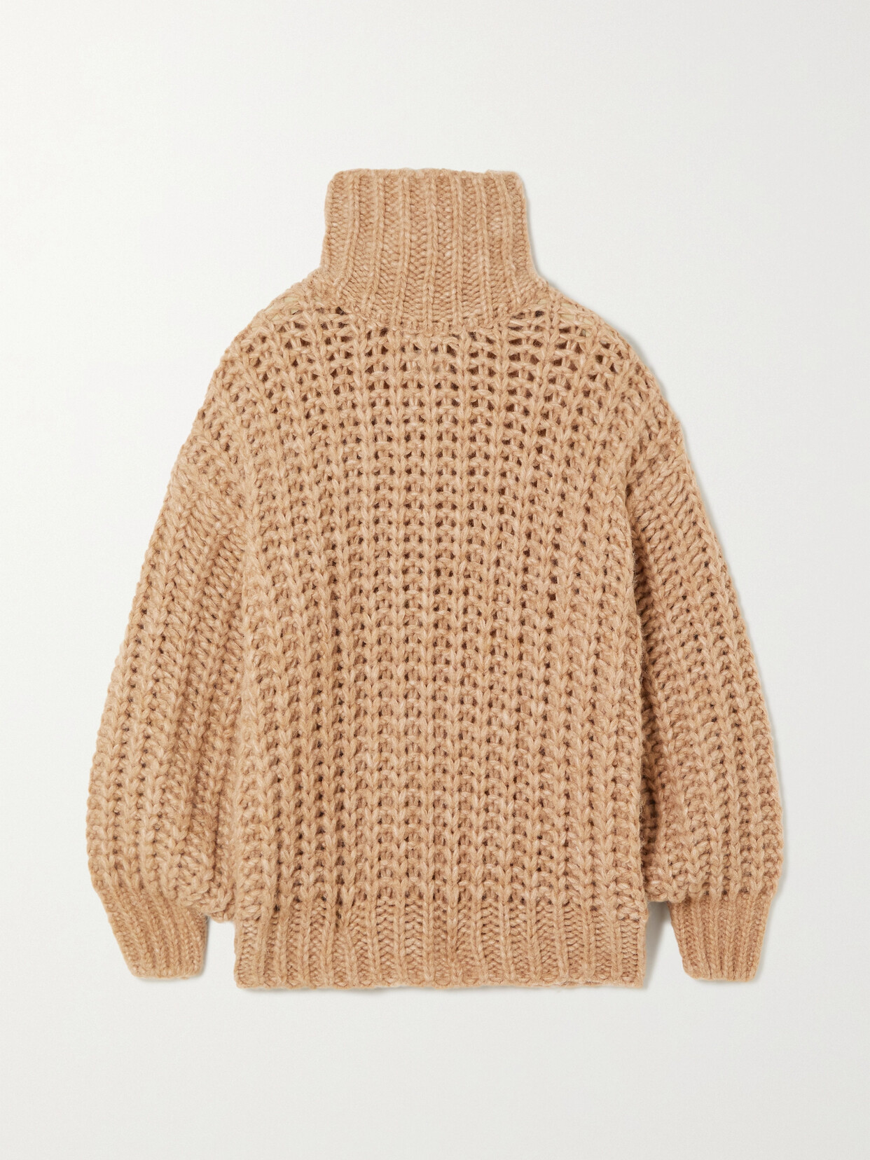 ANINE BING IRIS CABLE-KNIT MERINO WOOL-BLEND SWEATER