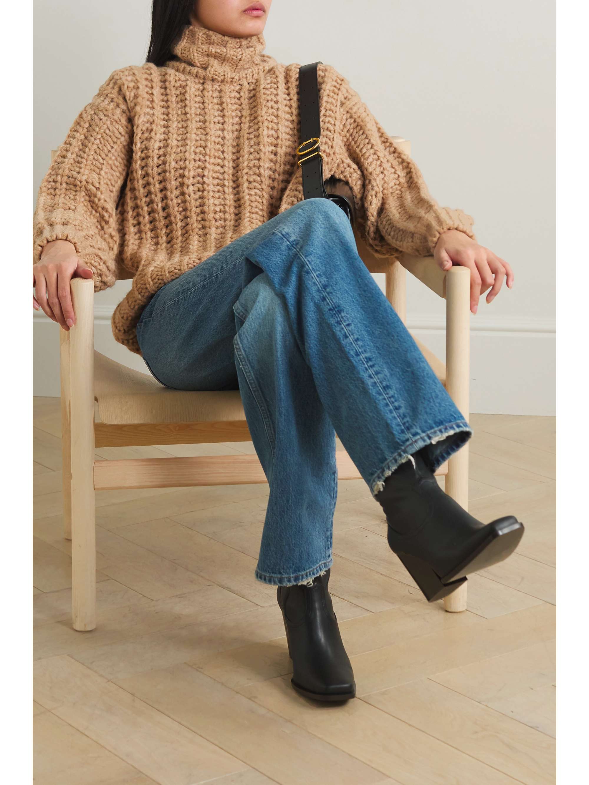 ANINE BING Iris cable-knit merino wool-blend sweater