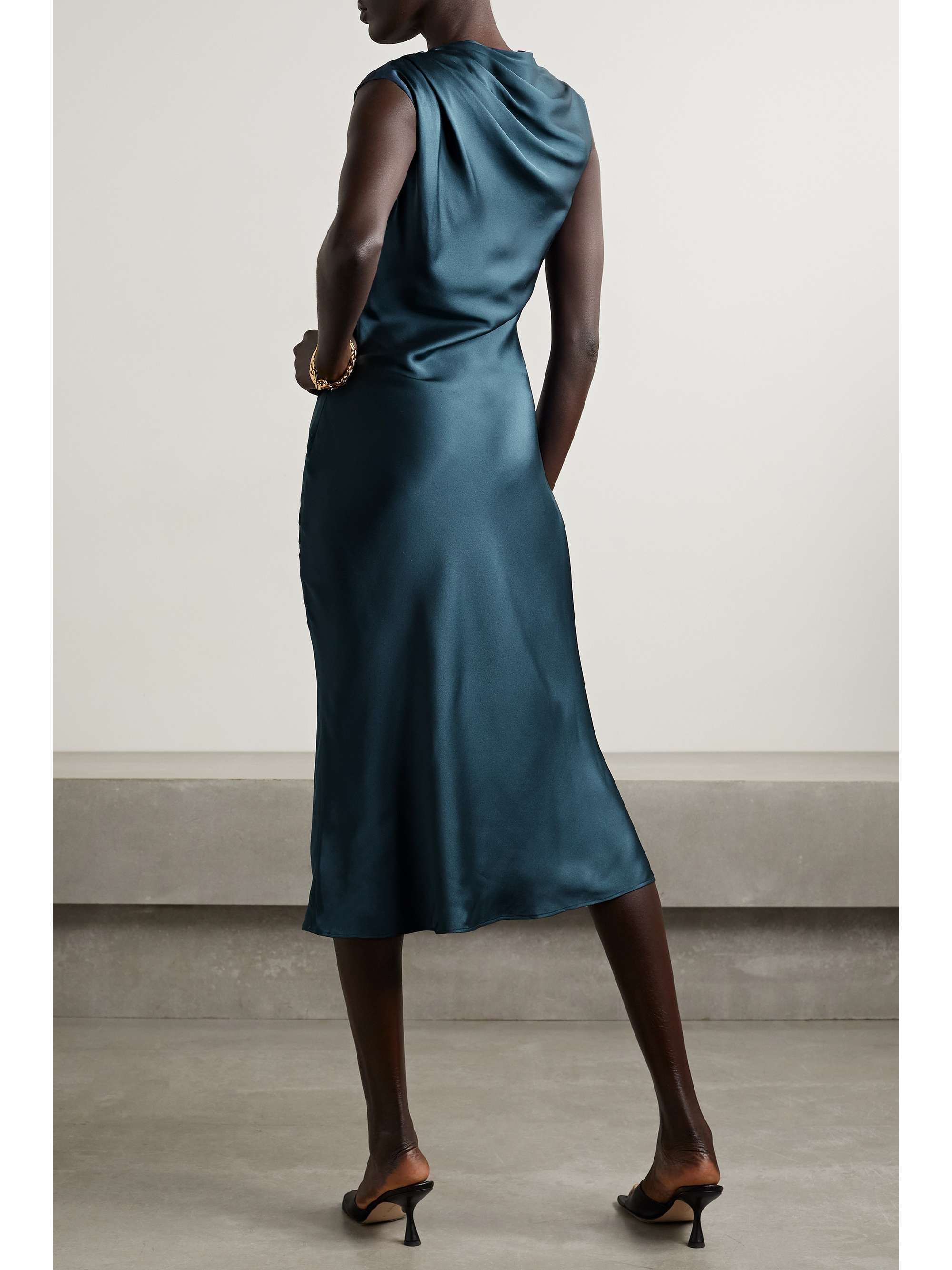 Blue Samantha pleated silk-satin midi dress | ANINE BING | NET-A-PORTER