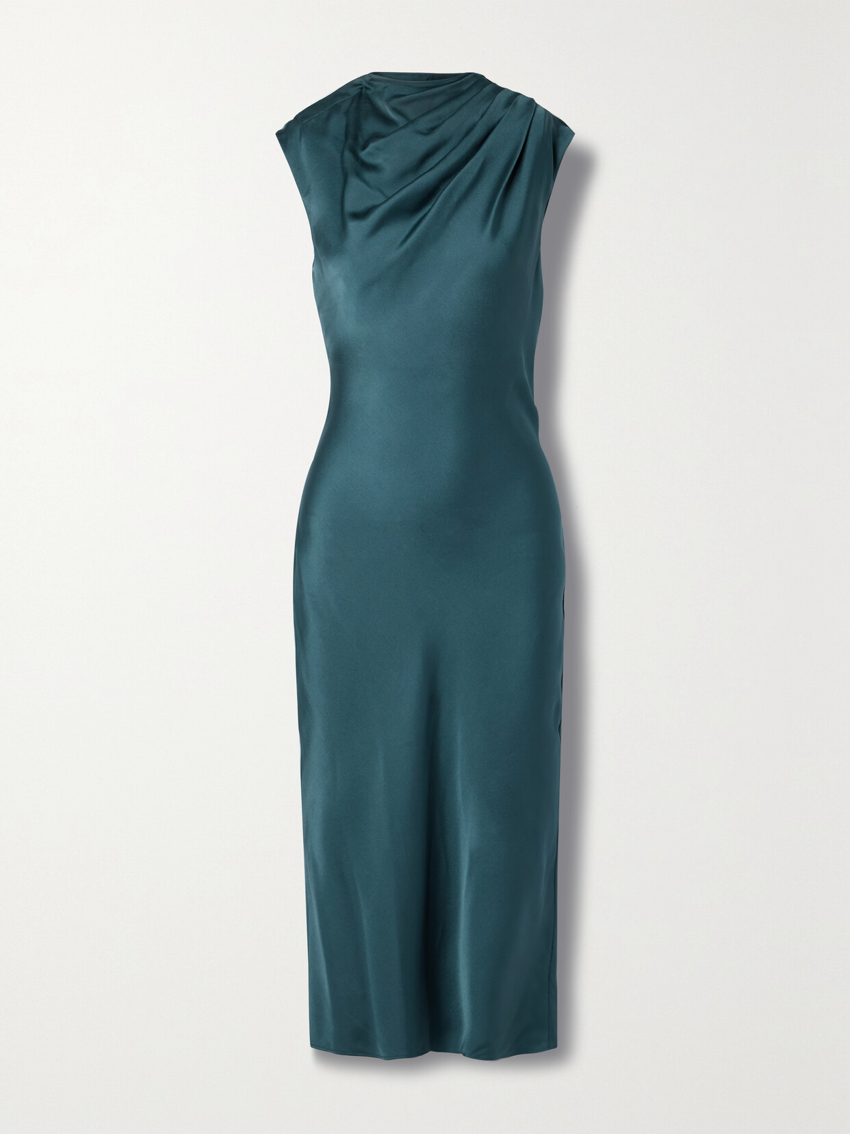 Anine Bing - Samantha Pleated Silk-satin Midi Dress - Blue