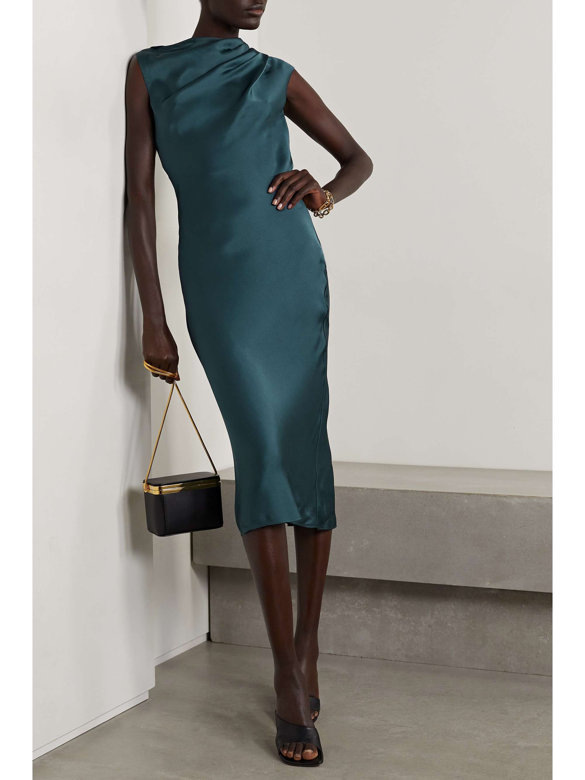 ANINE BING Samantha pleated silk-satin midi dress
