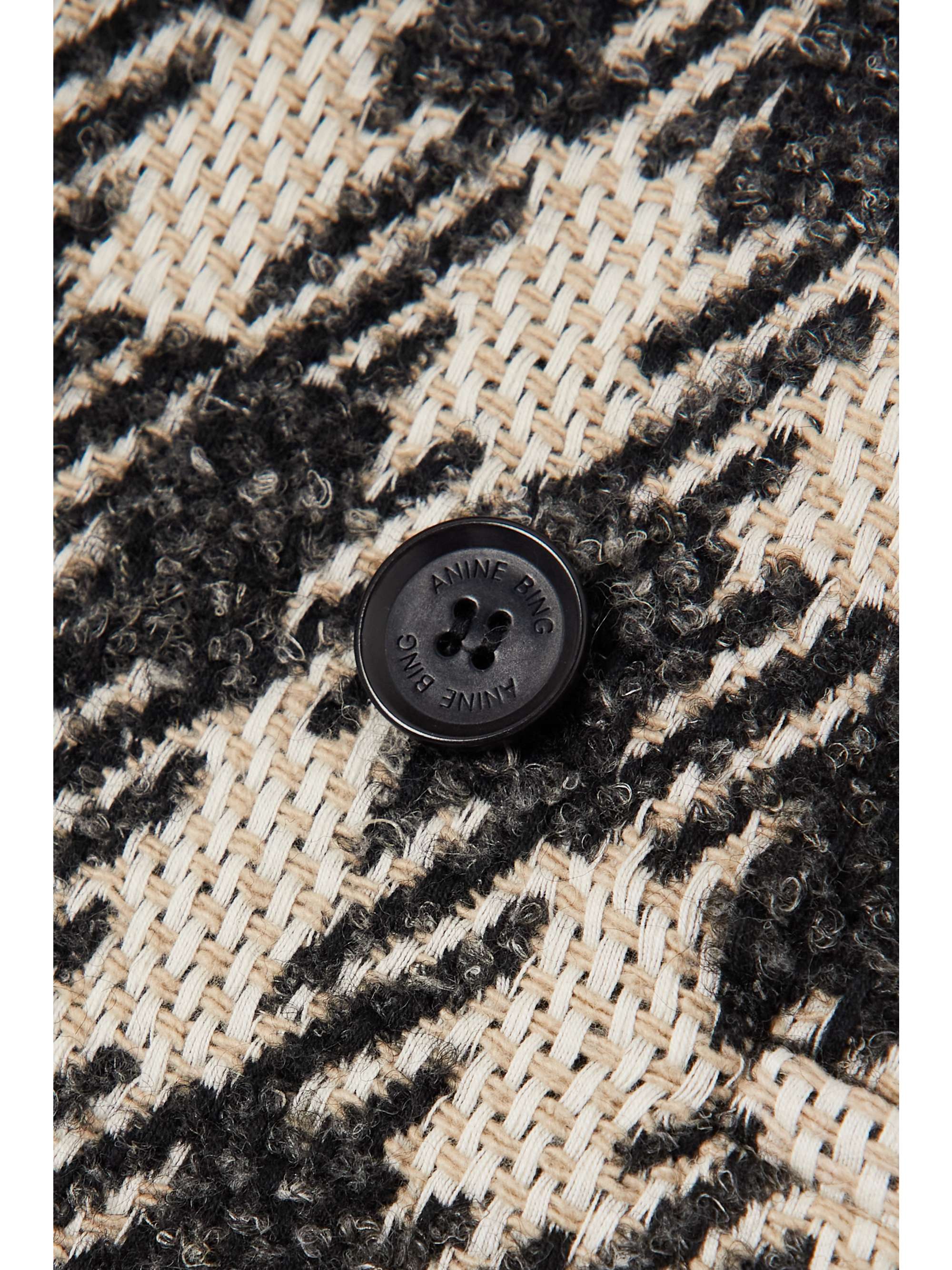ANINE BING Diana double-breasted houndstooth cotton-blend tweed blazer