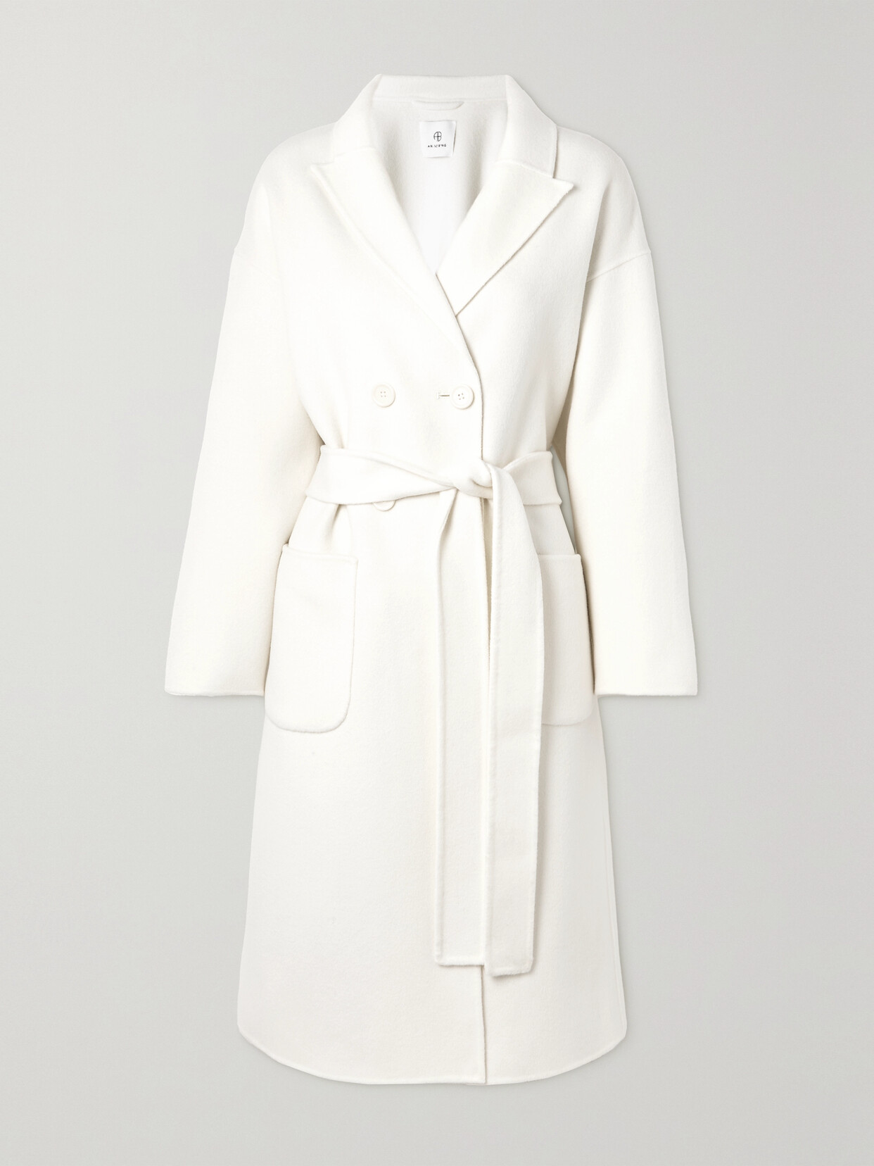 Shop Anine Bing Dylan Belted Wool And Cashmere-blend Coat In Ivory